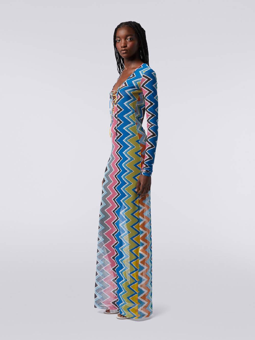 M Missoni Abito copricostume lungo in tulle stampa zig zag Pezzi Unici