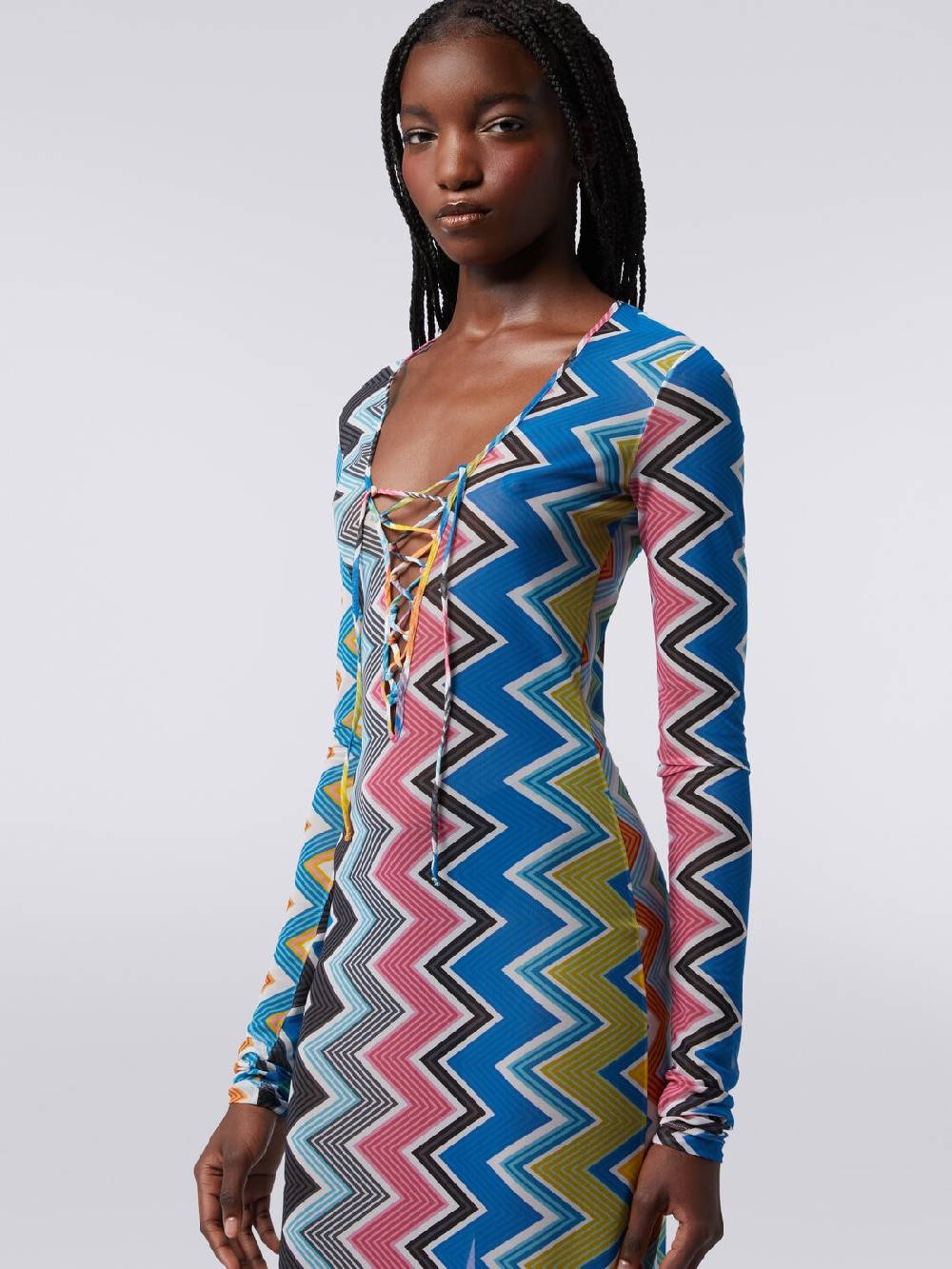 M Missoni Abito copricostume lungo in tulle stampa zig zag Pezzi Unici