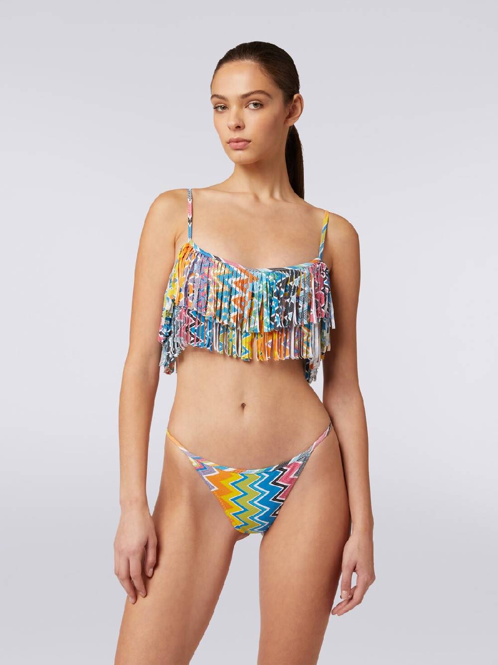 M Missoni Bikini in tessuto stretch stampato con top frange Qualità Garantita