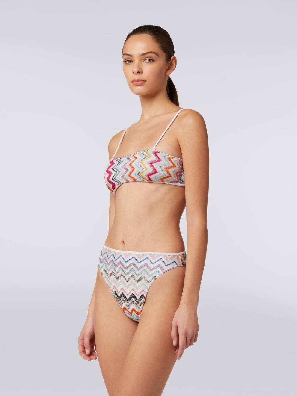 M Missoni Bikini in viscosa zig zag con lurex e slip a vita alta Negozi Online