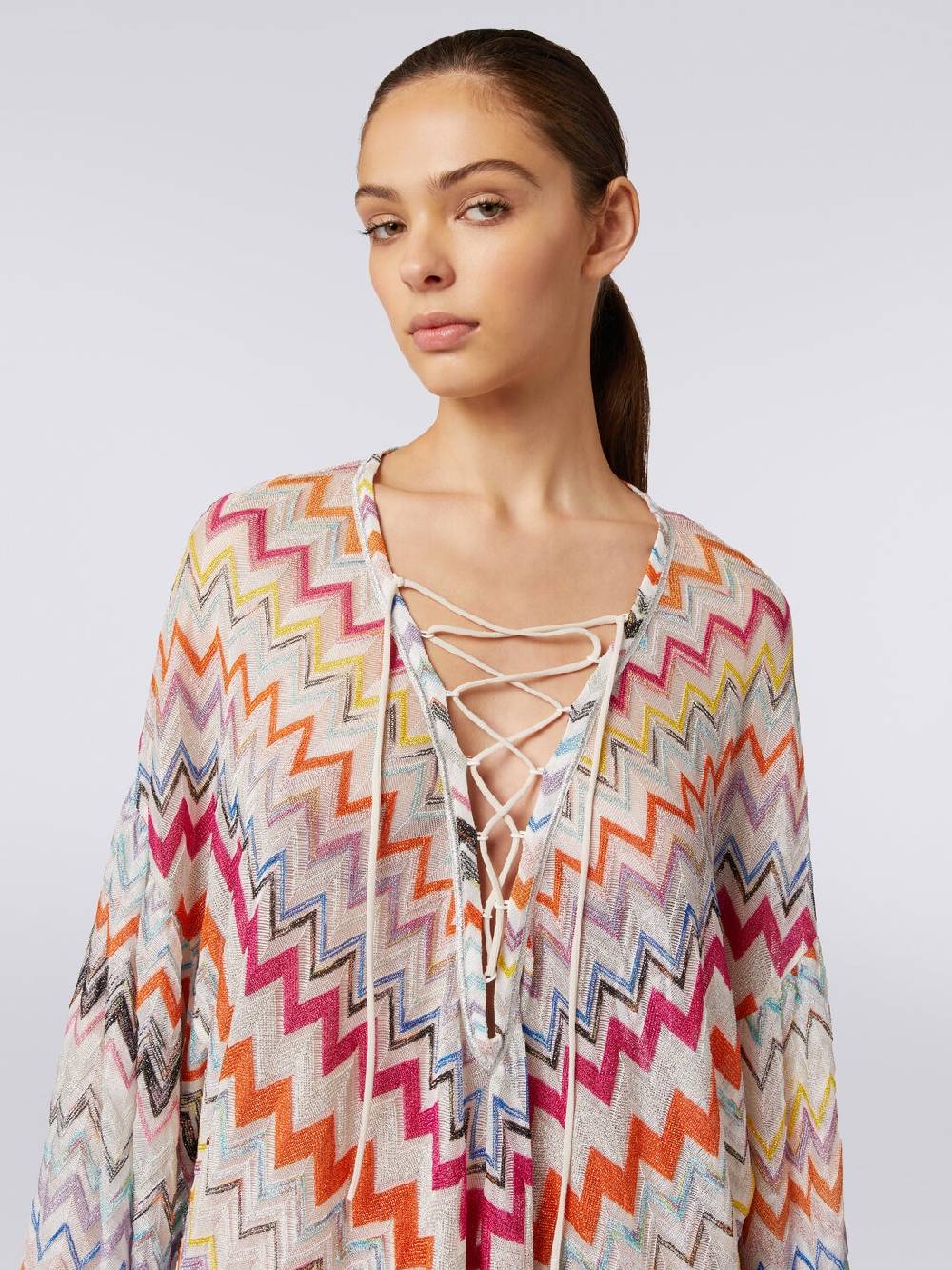 M Missoni Caftano copricostume corto con motivo zig zag e lurex Consegna Veloce
