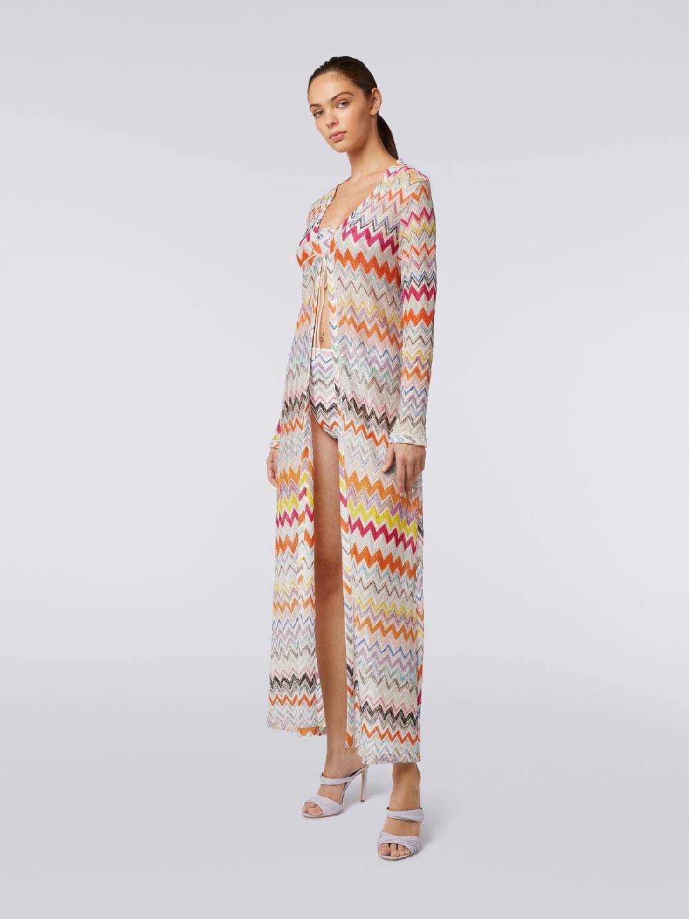 M Missoni Cardigan copricostume lungo con motivo zig zag e lurex Fino Al -60%