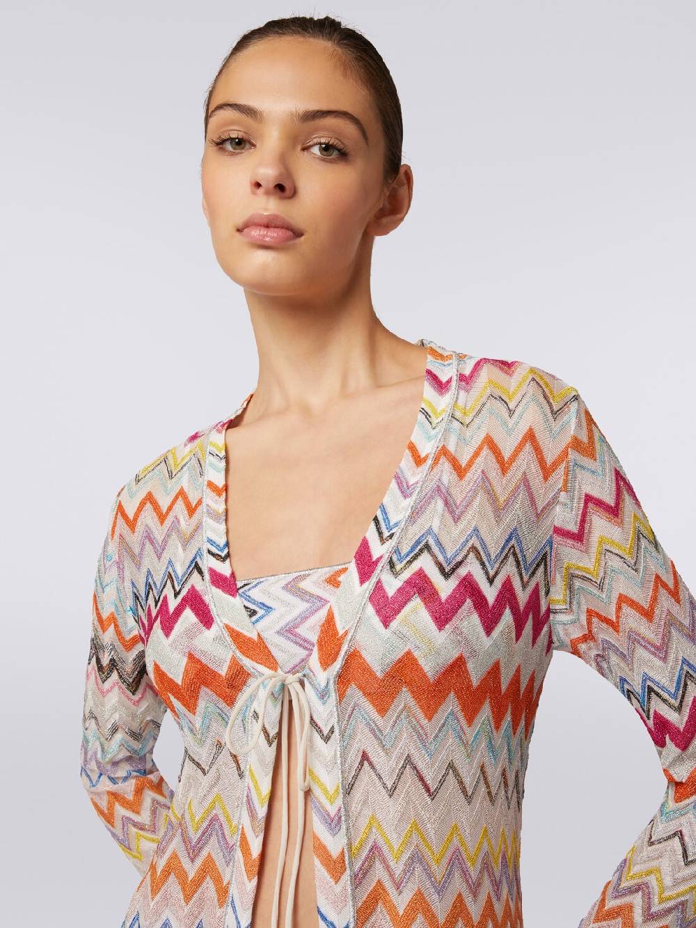 M Missoni Cardigan copricostume lungo con motivo zig zag e lurex Fino Al -60%