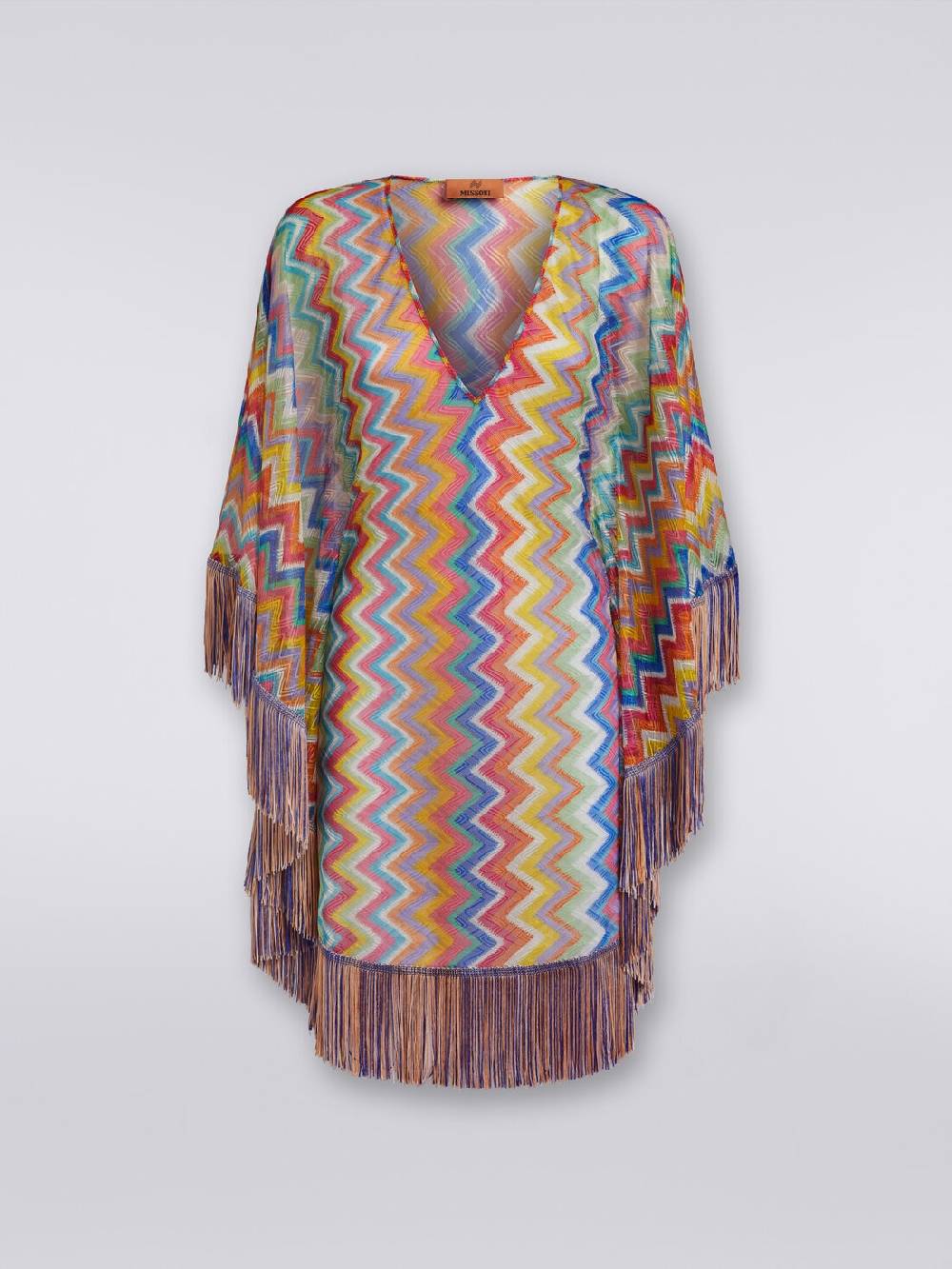 M Missoni Caftano copricostume corto stampa zig zag con frange Shopping Online