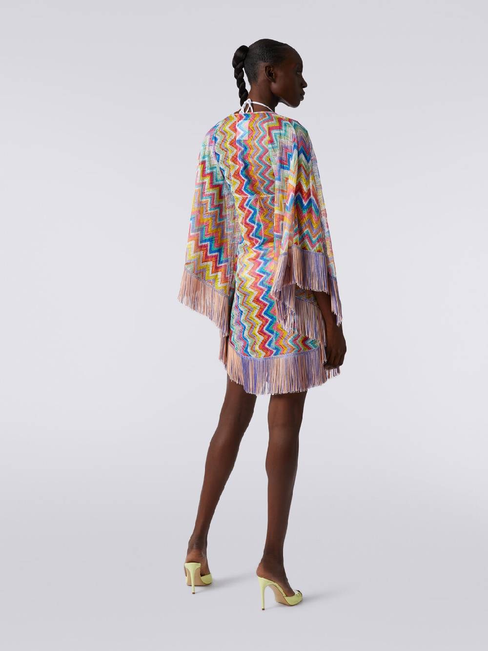M Missoni Caftano copricostume corto stampa zig zag con frange Shopping Online