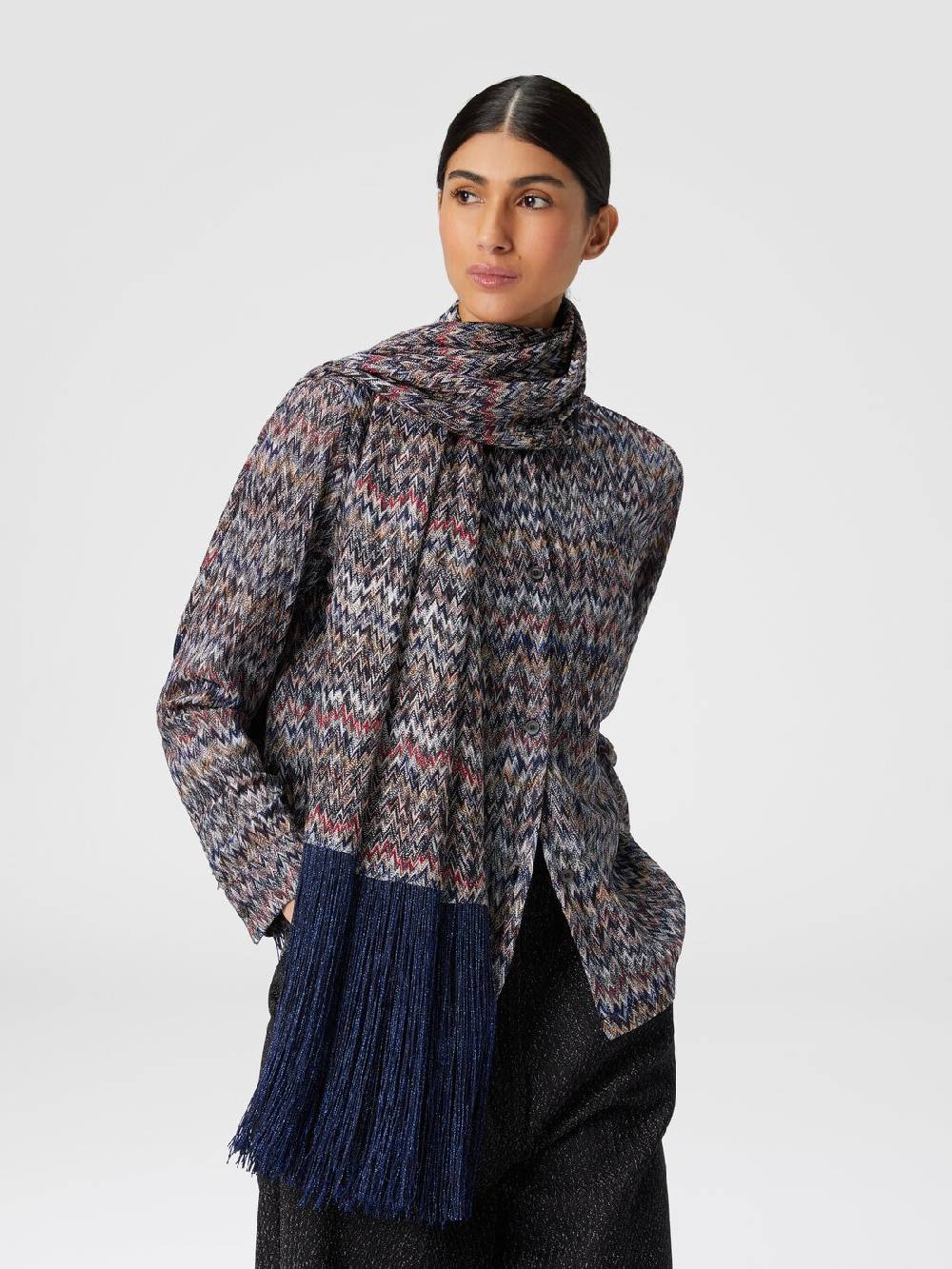 M Missoni Stola in viscosa lamé chevron con frange Convenienza