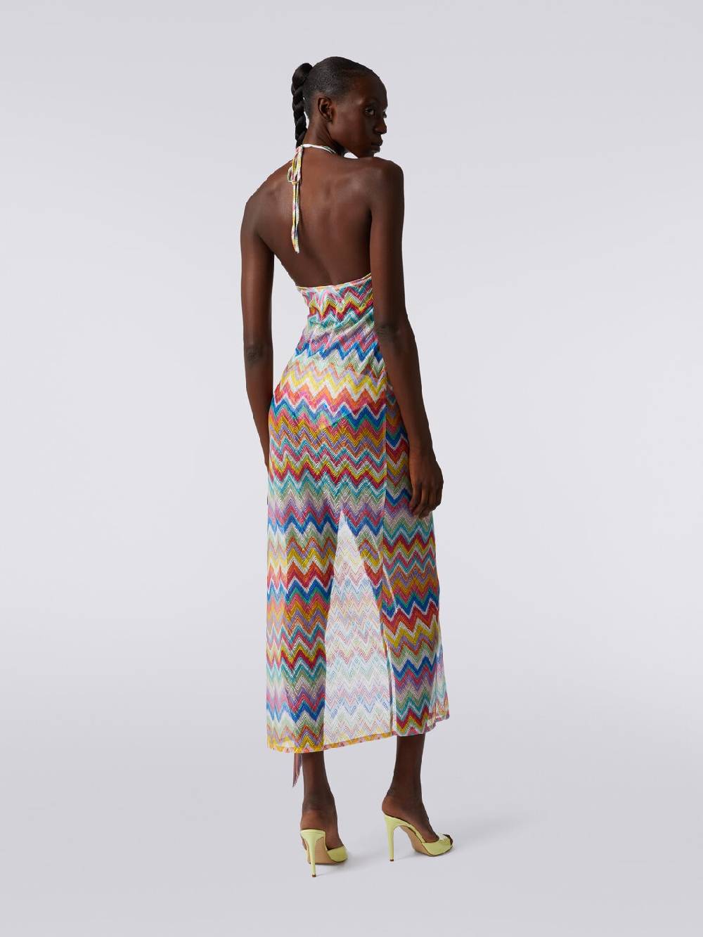 M Missoni Abito copricostume lungo stampa zig zag con frange Sconto