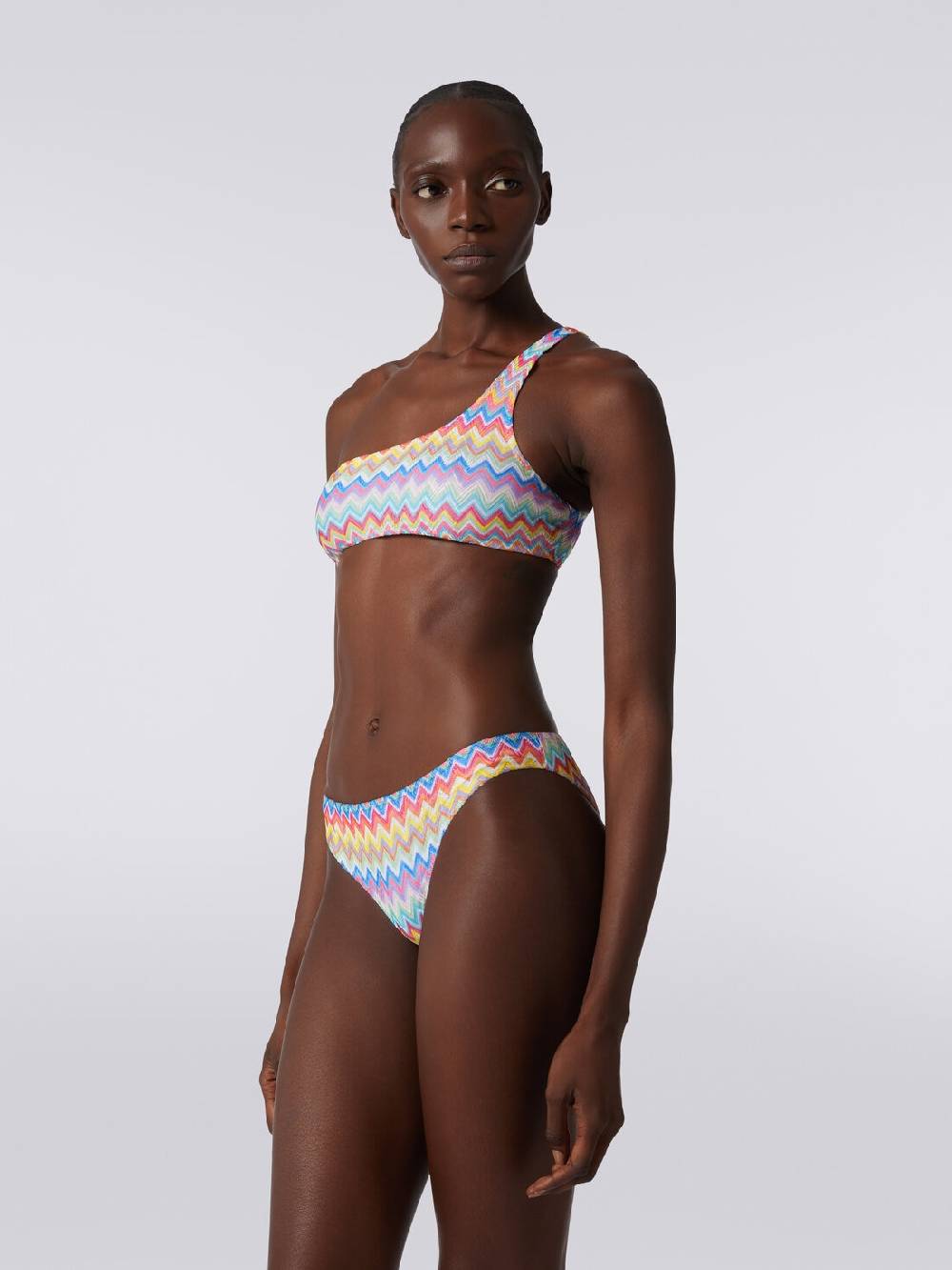 M Missoni Bikini monospalla con stampa zig zag Offerta