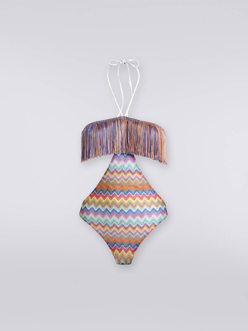 M Missoni Costume intero con stampa zig zag e frange Outlet