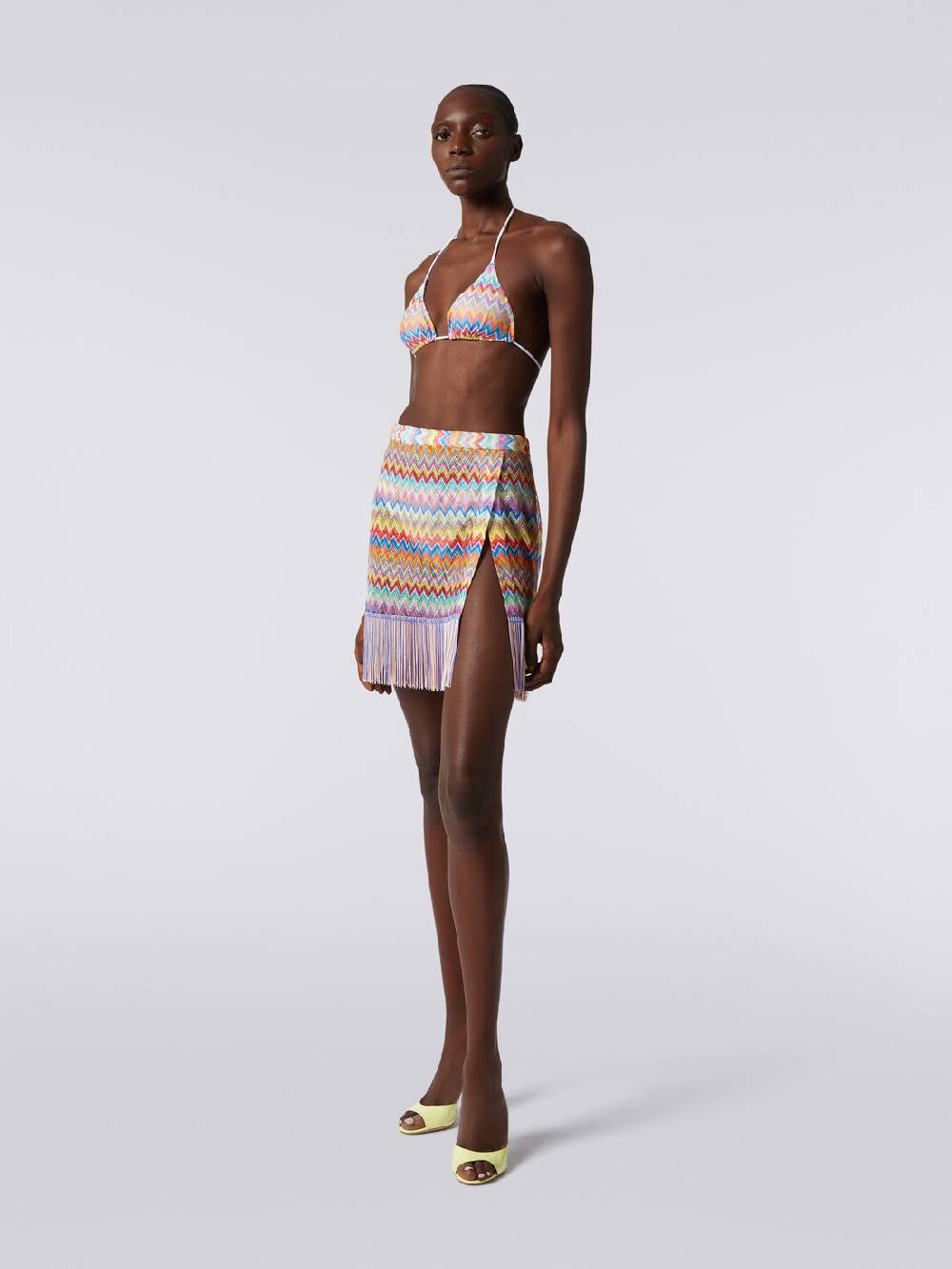 M Missoni Minigonna copricostume a portafoglio con frange In Vendita