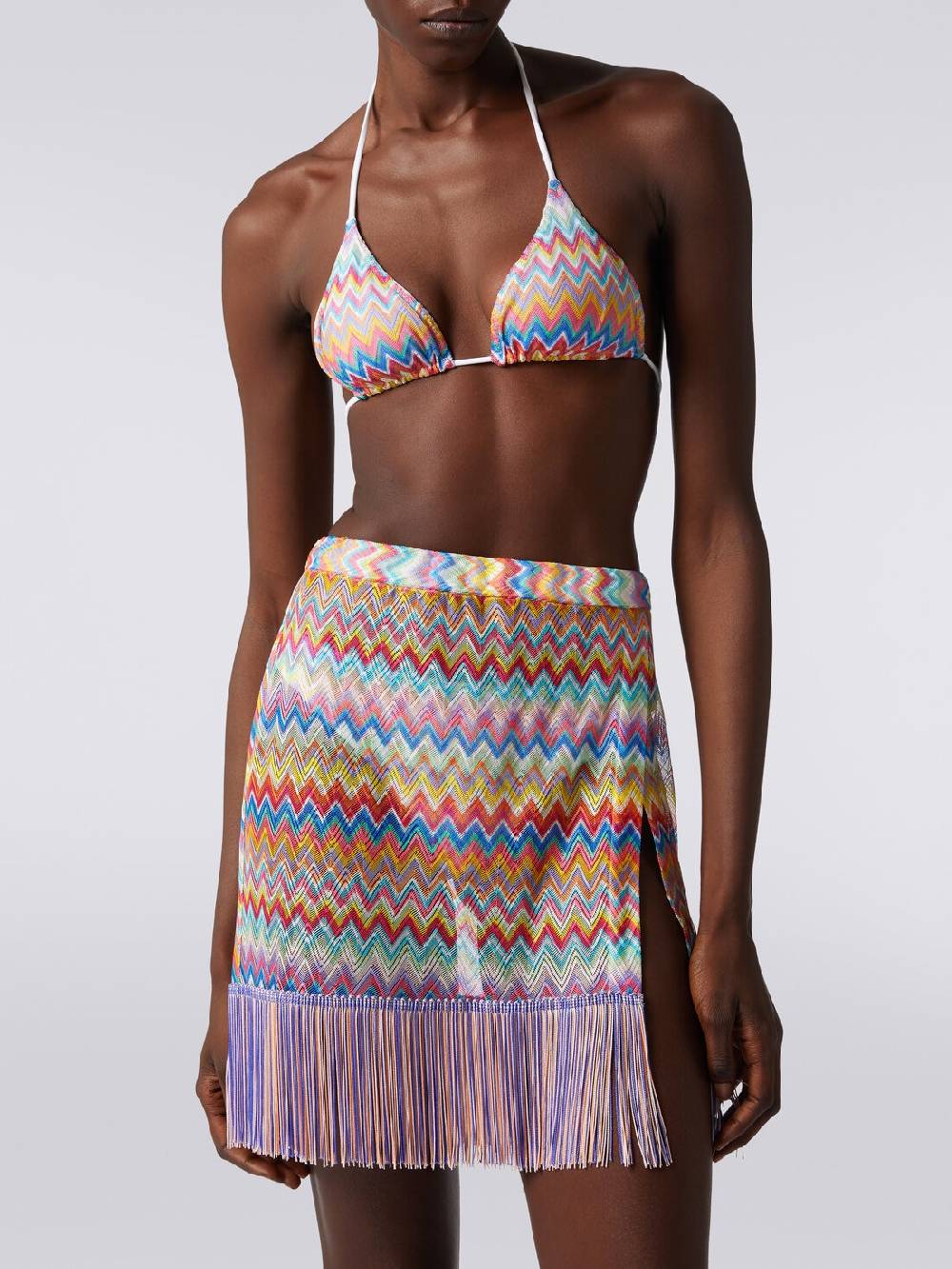 M Missoni Minigonna copricostume a portafoglio con frange In Vendita