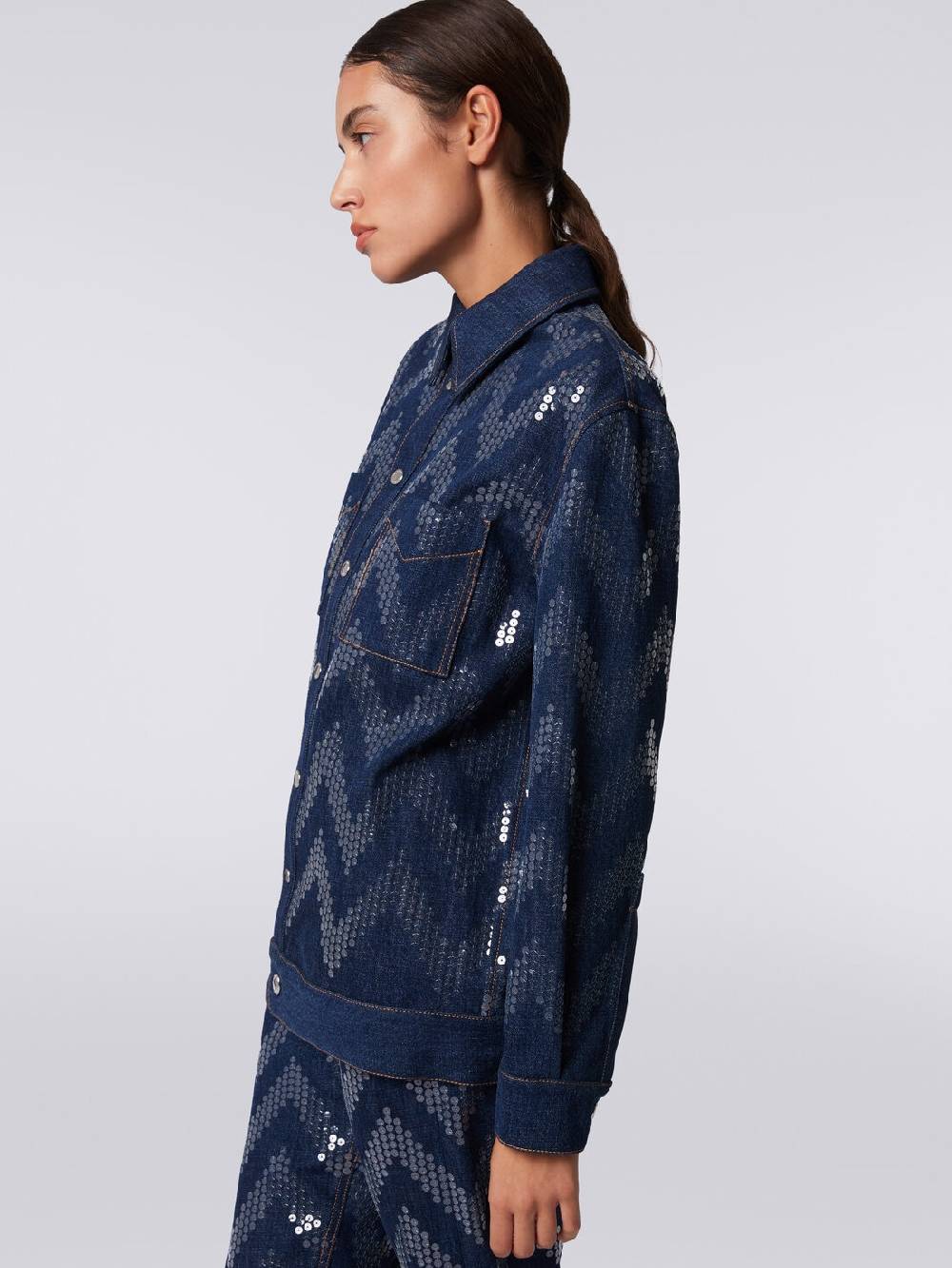 M Missoni Overshirt in denim con applicazione di paillettes Sconto di tempo limitato