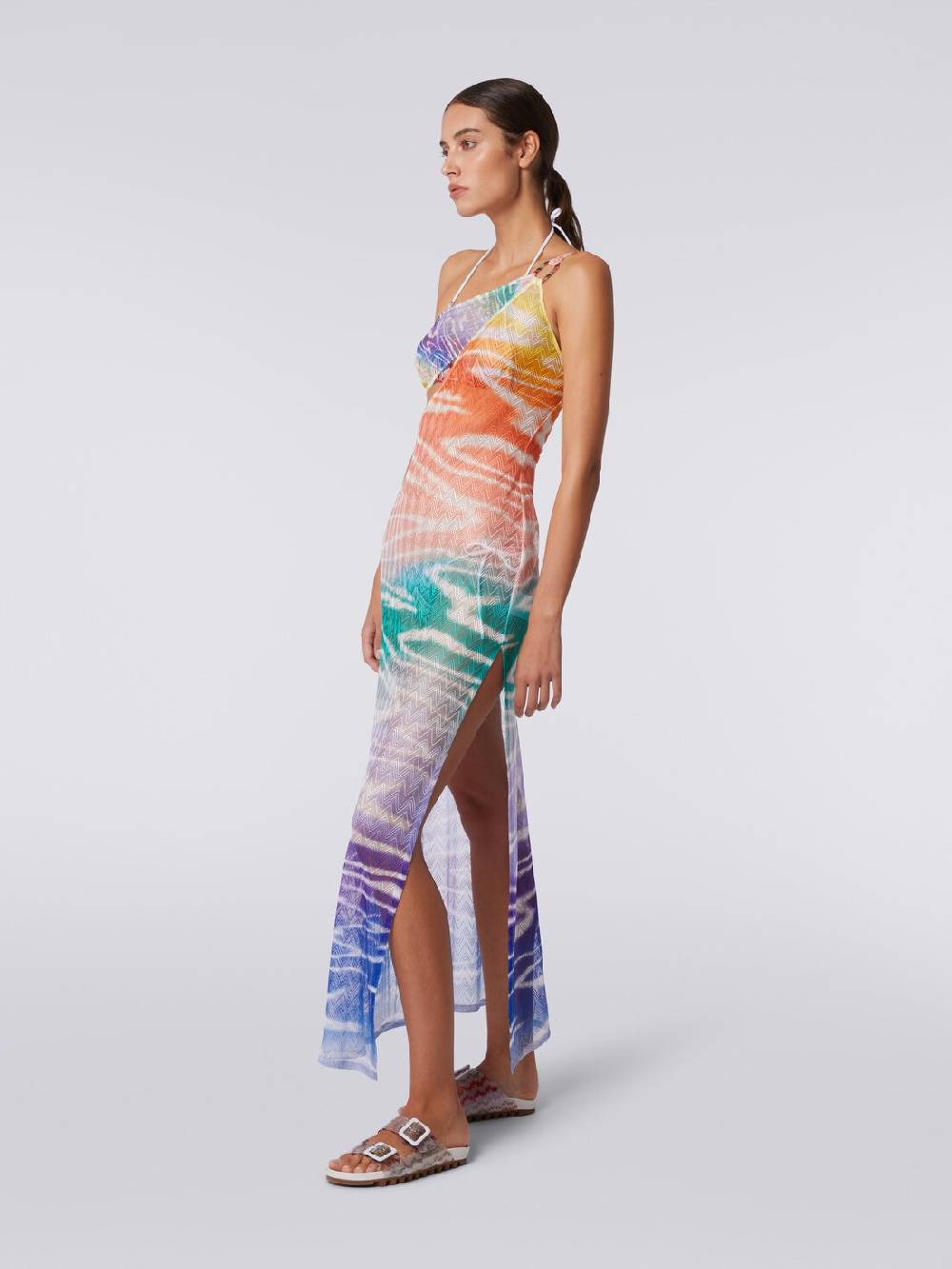 M Missoni Abito copricostume lungo monospalla stampa tie-dye Negozio online di fabbrica