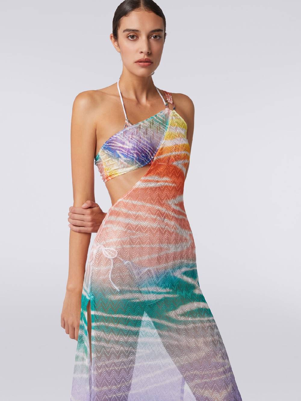 M Missoni Abito copricostume lungo monospalla stampa tie-dye Negozio online di fabbrica