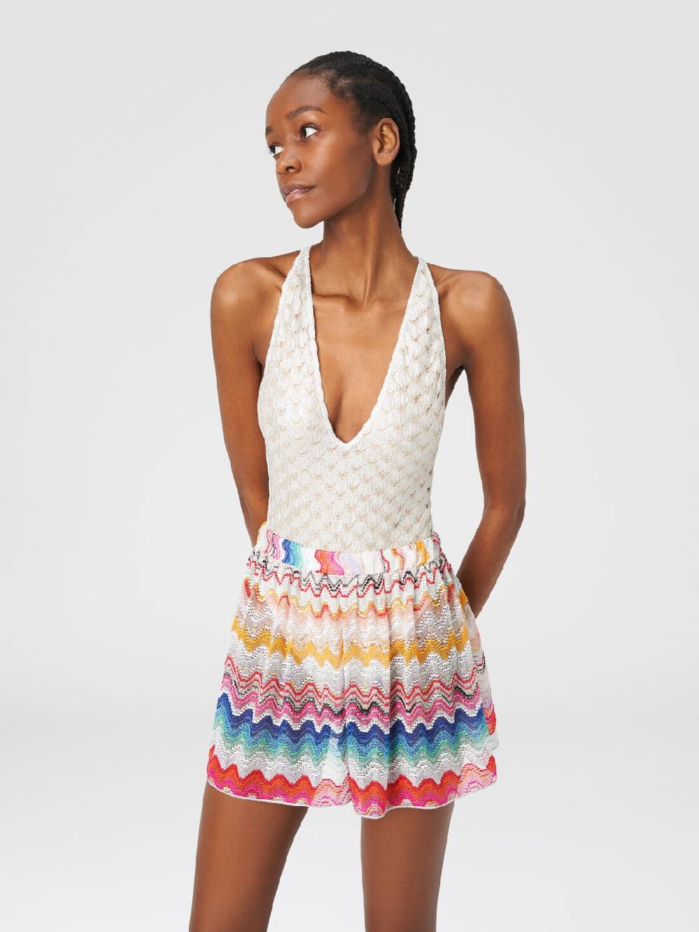 M Missoni Shorts in maglia di misto viscosa traforata con lurex Vendite stagionali