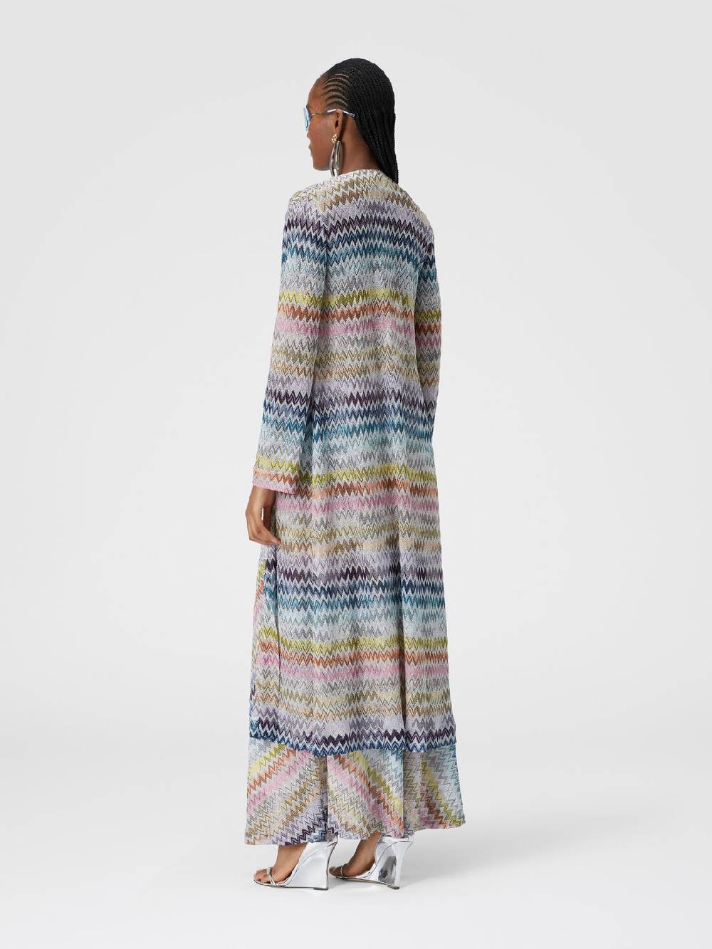 M Missoni Cardigan lungo in misto viscosa zig zag lamé Cyber Monday