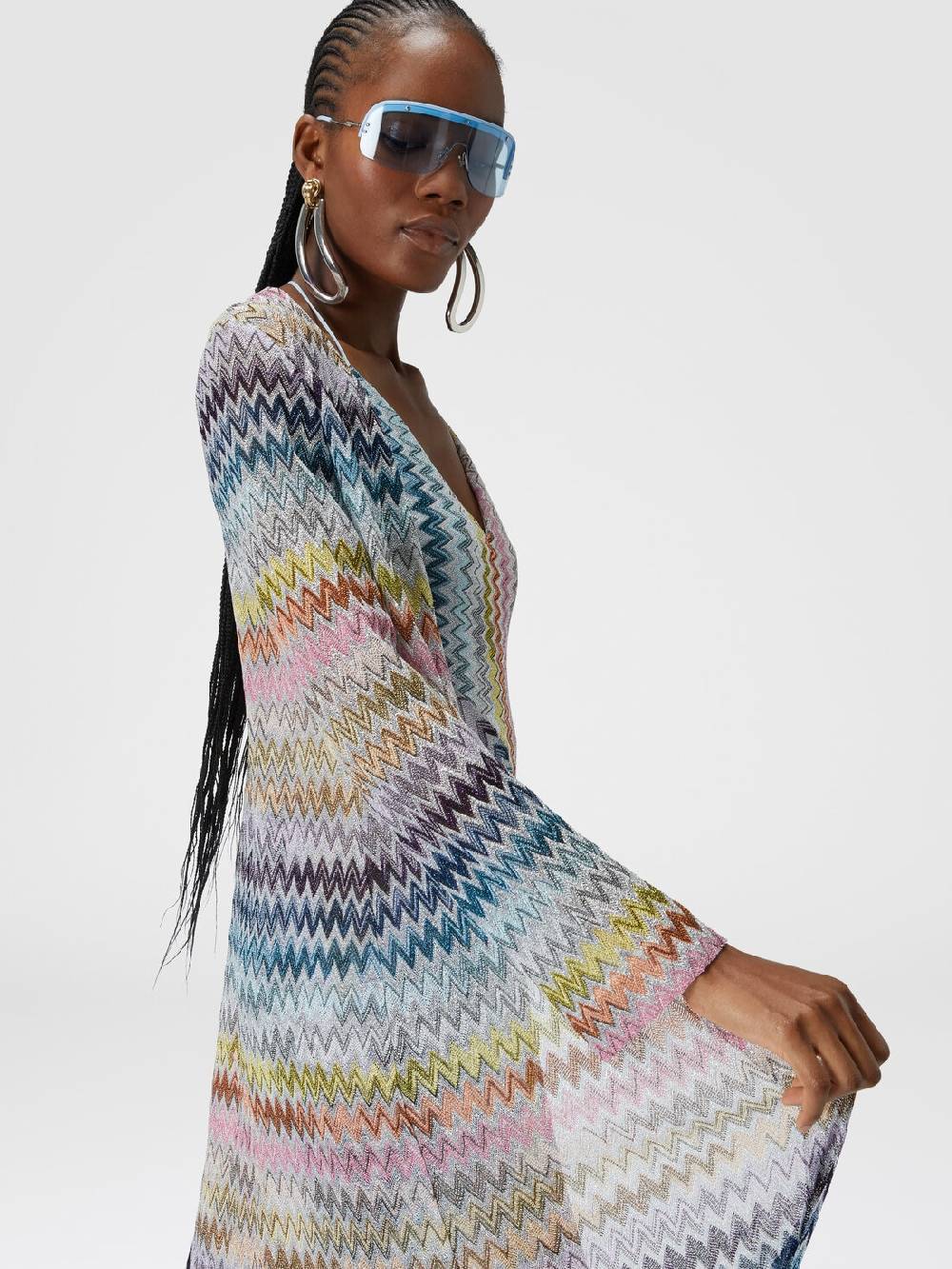 M Missoni Cardigan lungo in misto viscosa zig zag lamé Cyber Monday