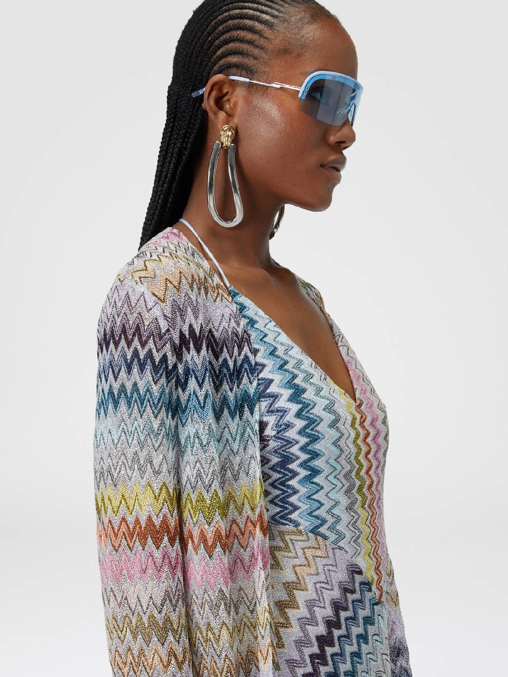 M Missoni Cardigan lungo in misto viscosa zig zag lamé Cyber Monday