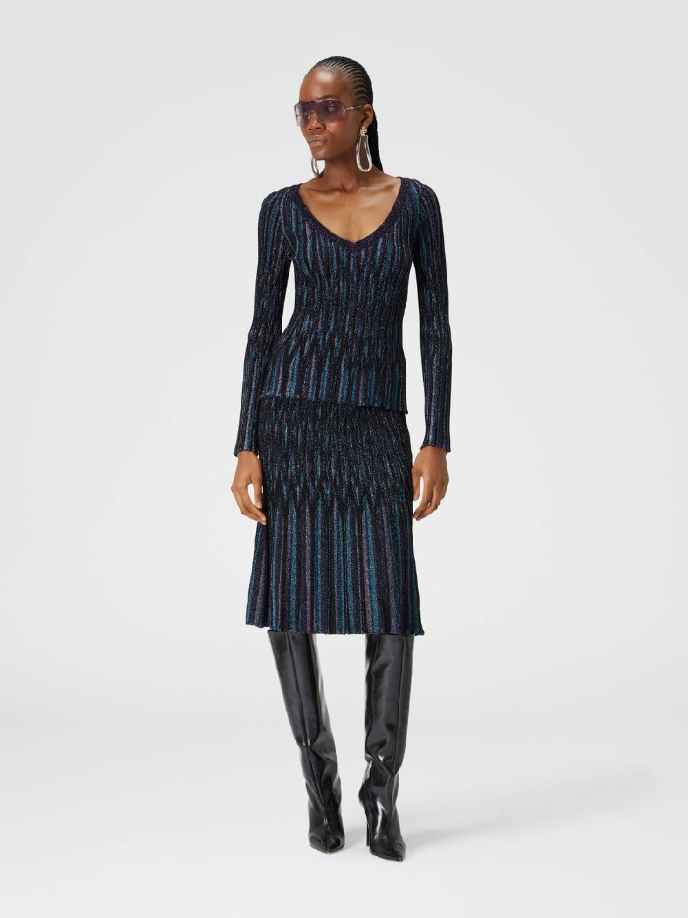 M Missoni Gonna midi svasata motivo diamante lamé Offerta Pasqua