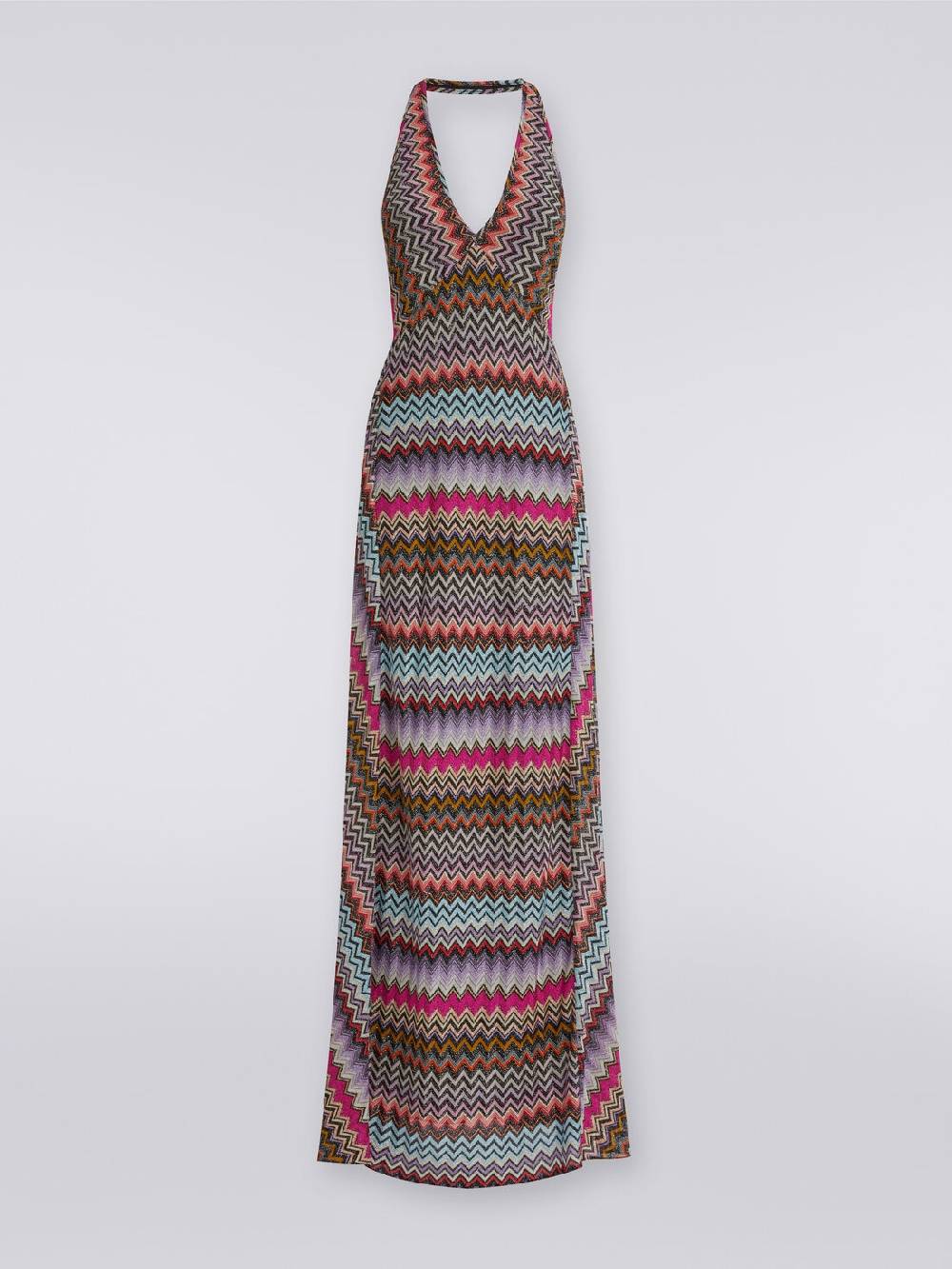 M Missoni Abito lungo in viscosa zig zag con lurex Offerta per la Festa della Mamma