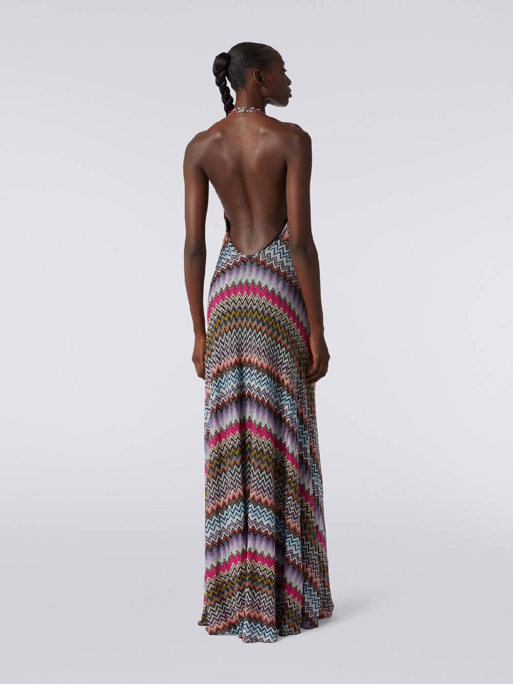 M Missoni Abito lungo in viscosa zig zag con lurex Offerta per la Festa della Mamma