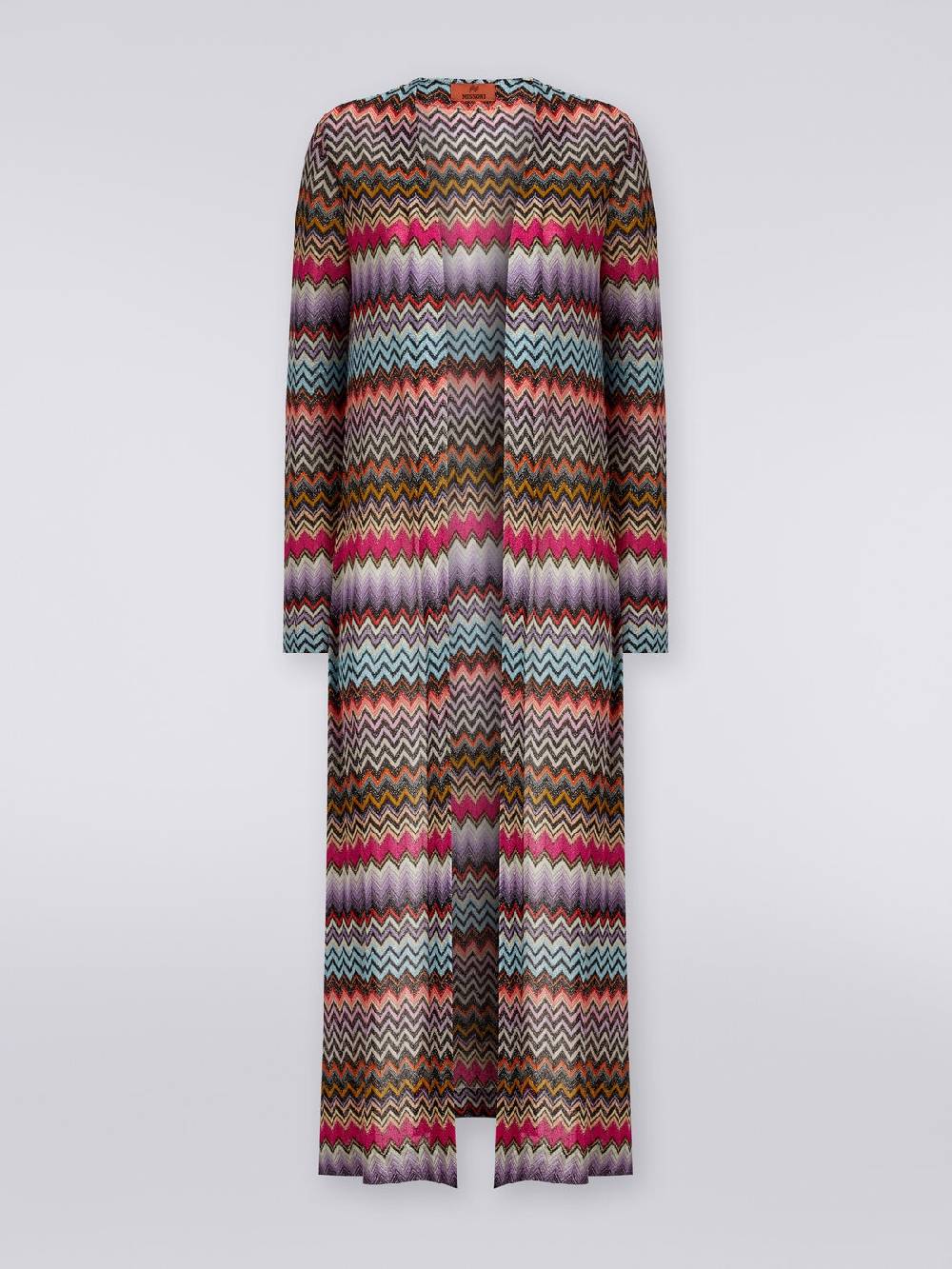 M Missoni Cardigan lungo in viscosa zig zag con lurex Offerta Giorno del Papà