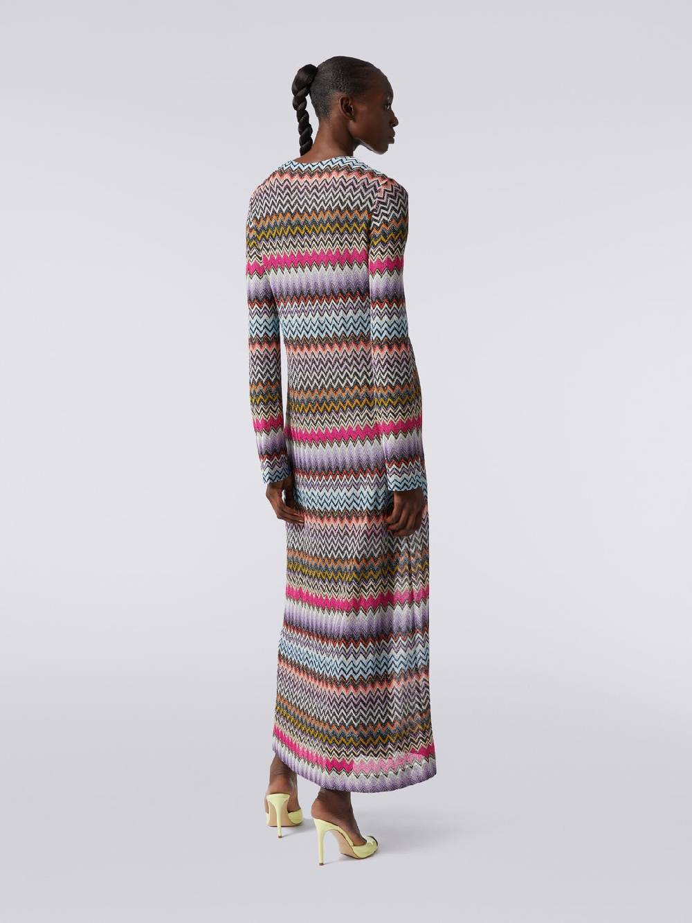 M Missoni Cardigan lungo in viscosa zig zag con lurex Offerta Giorno del Papà