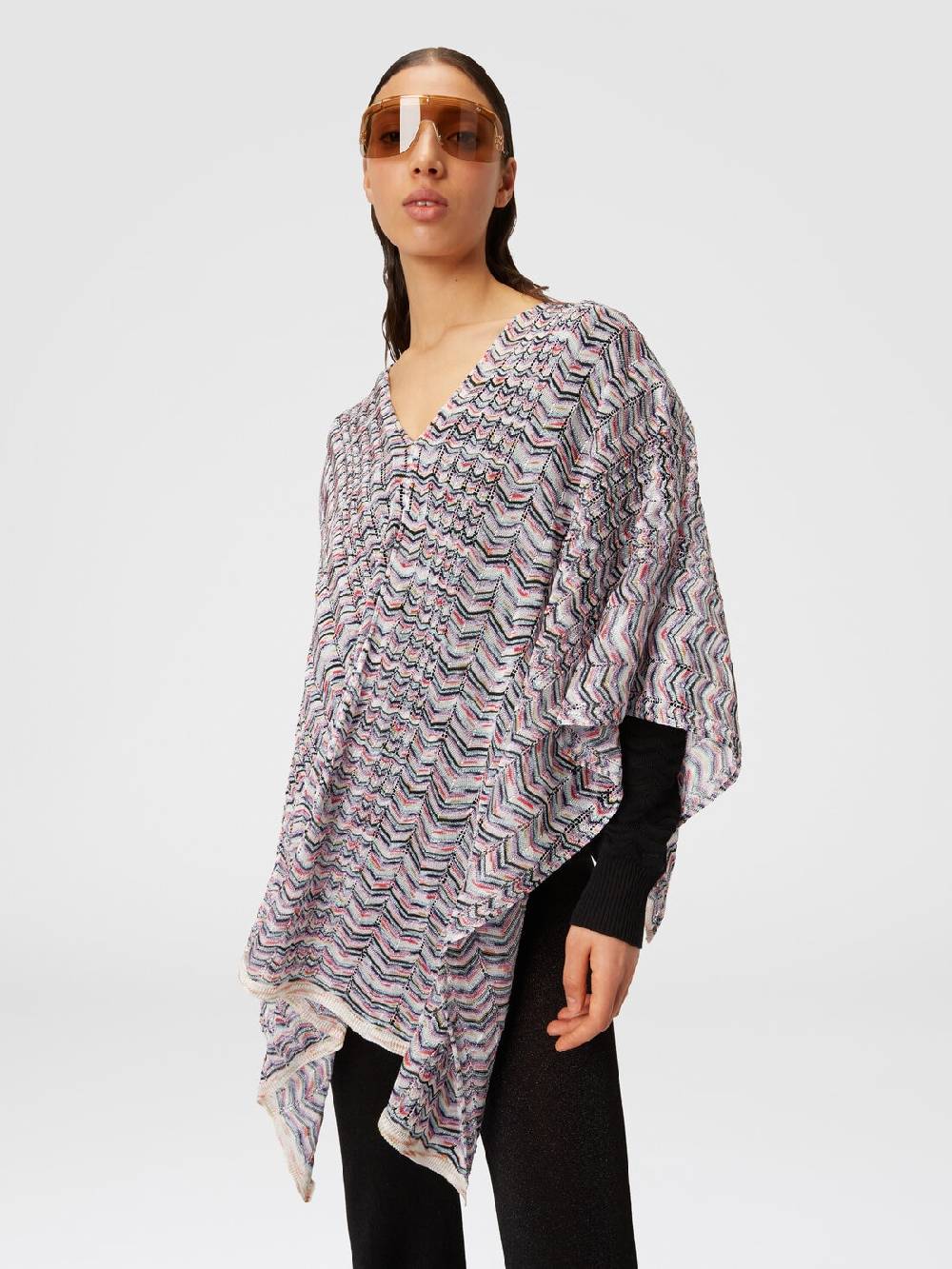 M Missoni Poncho in maglia di viscosa e cotone chevron Offerta Anniversario