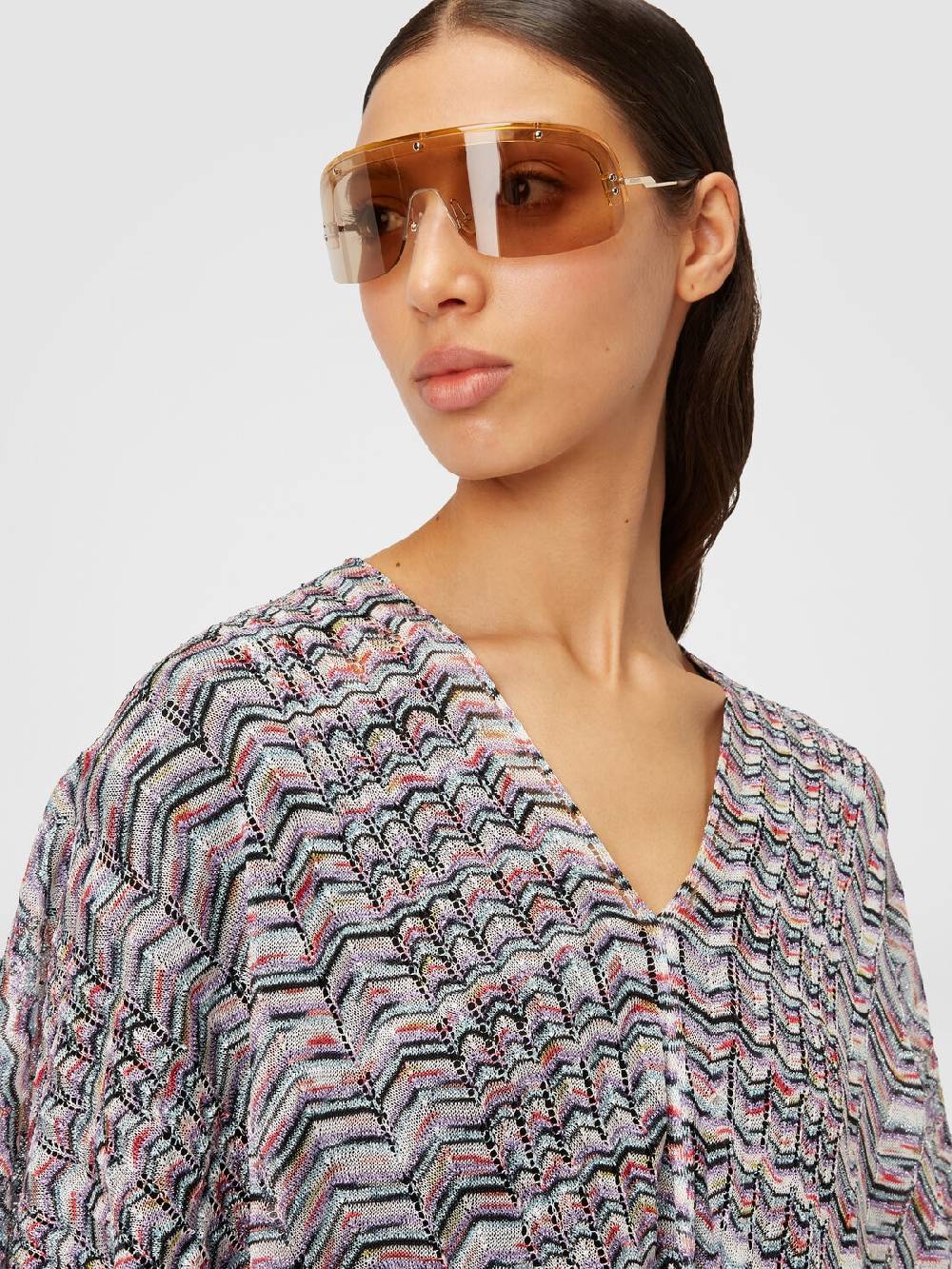 M Missoni Poncho in maglia di viscosa e cotone chevron Offerta Anniversario