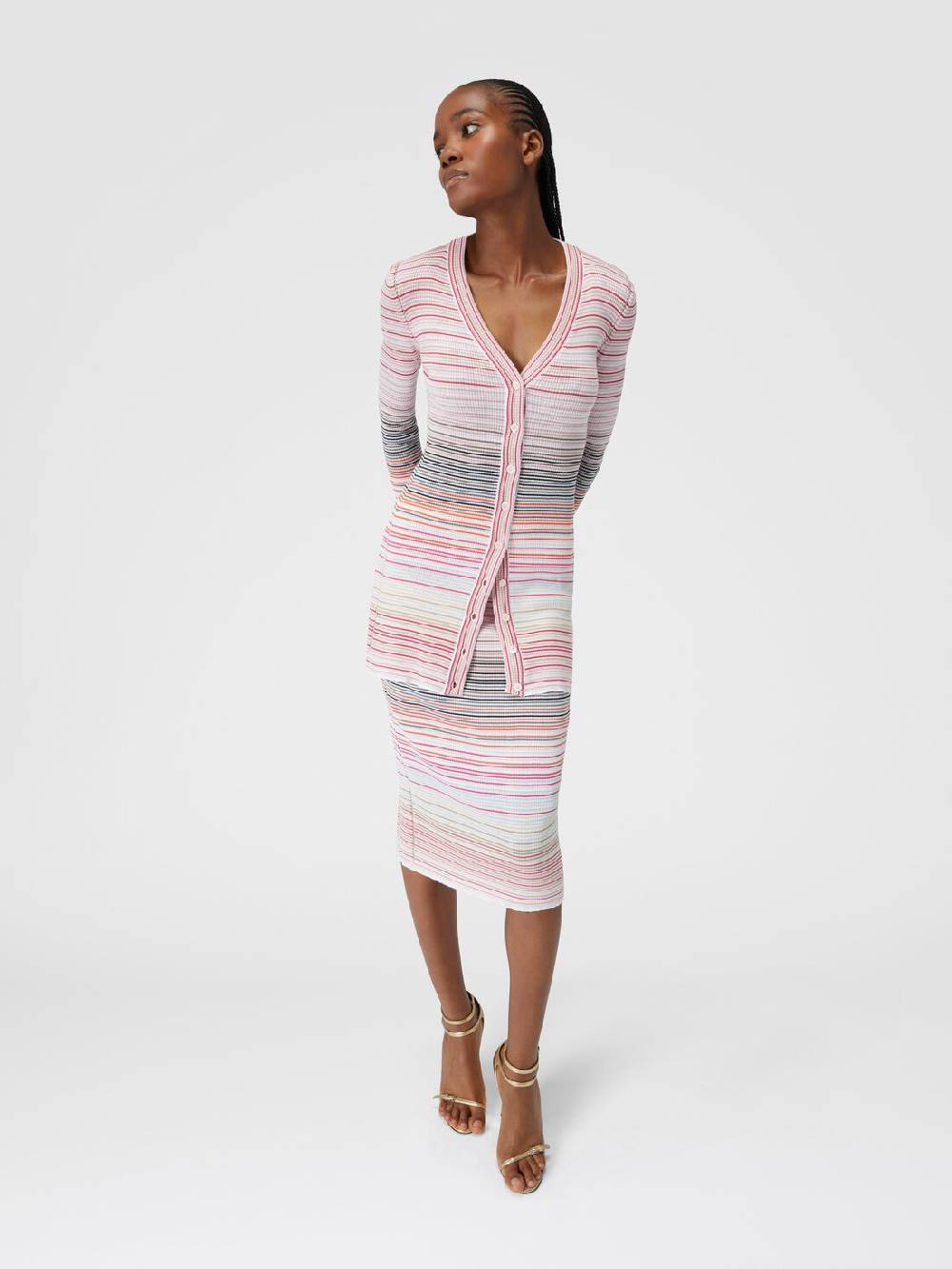M Missoni Cardigan in cotone e viscosa a righe Vendita calda
