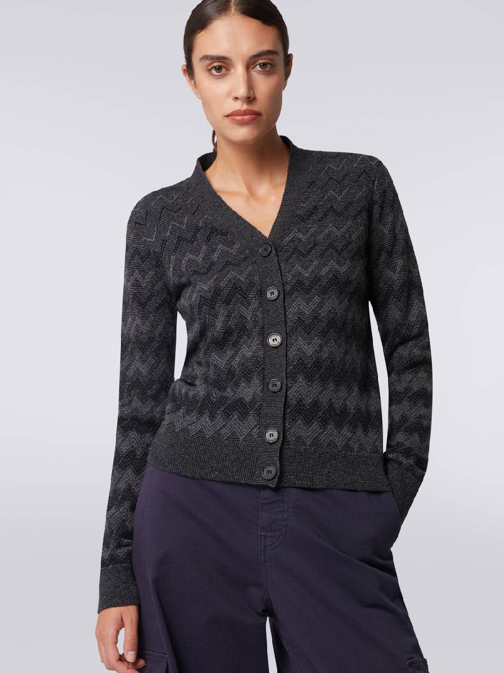 M Missoni Cardigan con scollo a V in cachemire con zig zag Latest fashion