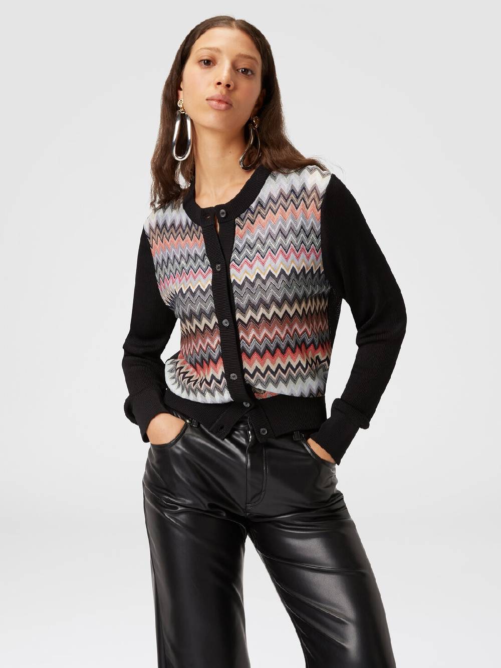 M Missoni Cardigan corto in viscosa chevron Online Outlet