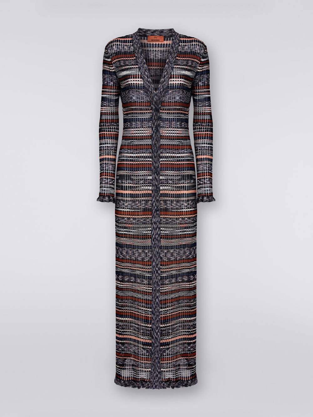 M Missoni Cardigan lungo a costine in viscosa fiammata Offerta temporanea