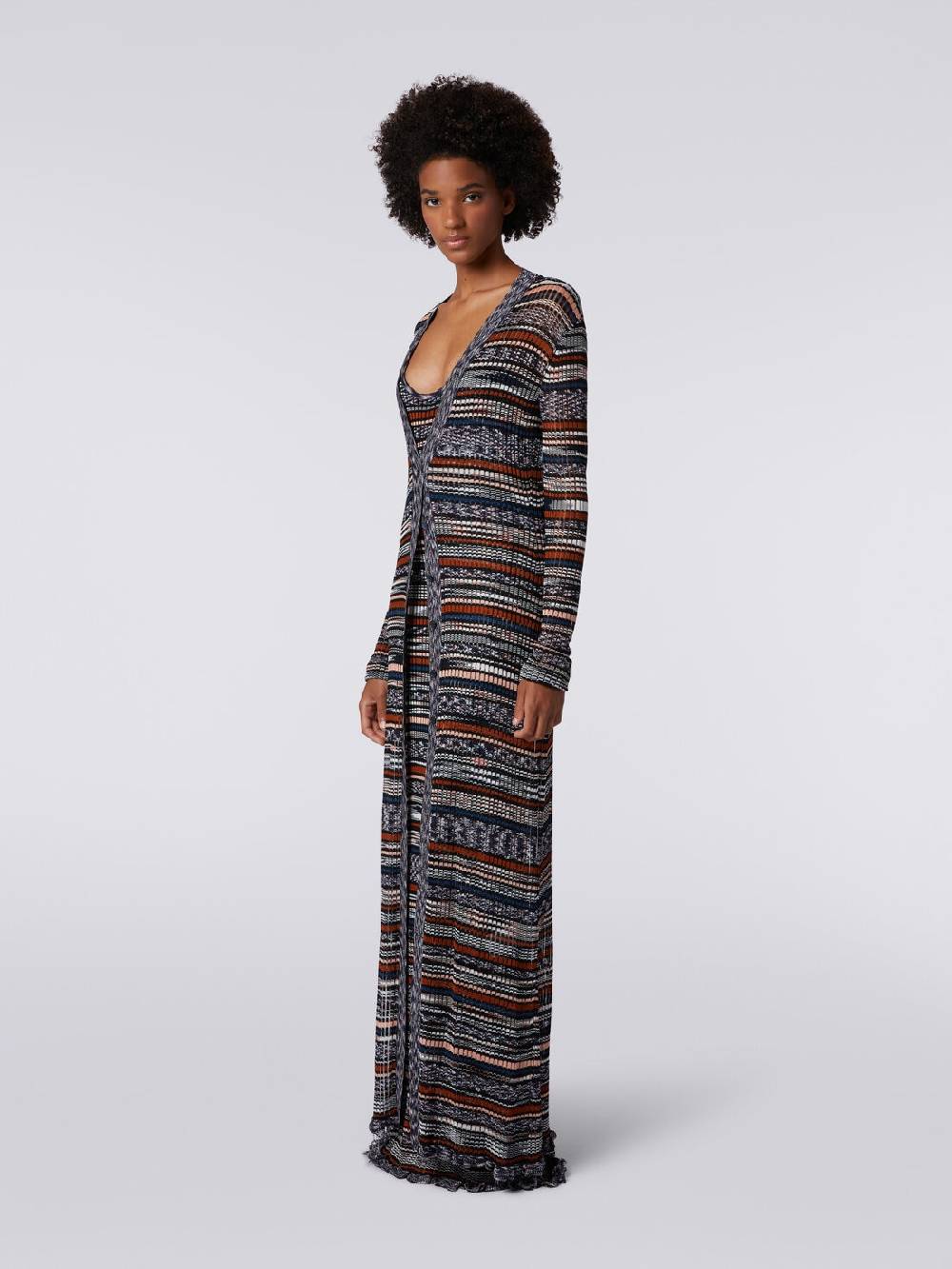 M Missoni Cardigan lungo a costine in viscosa fiammata Offerta temporanea