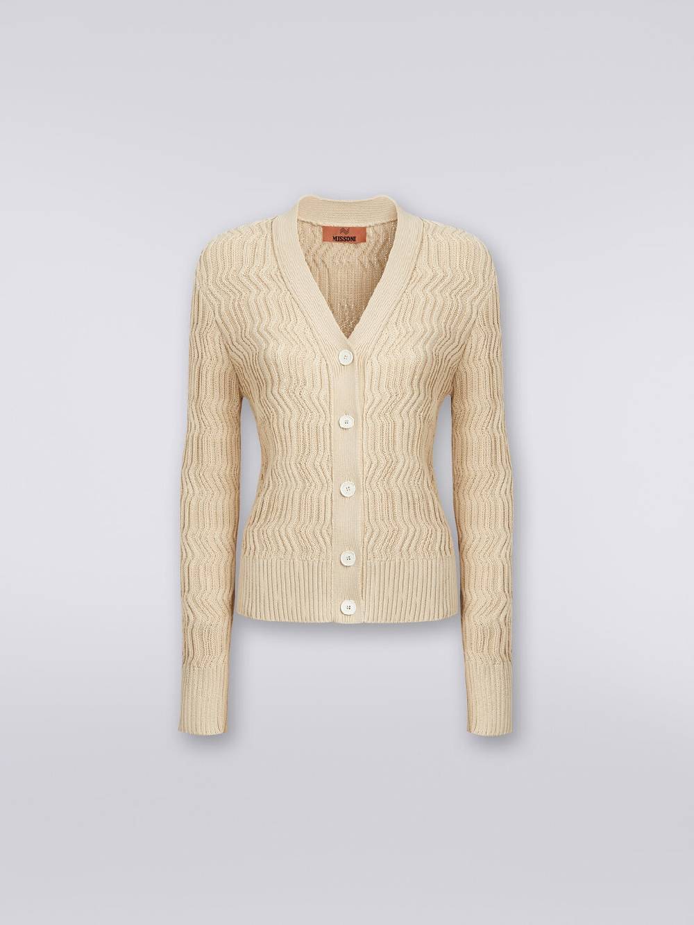 M Missoni Cardigan in cotone con nervature verticali a rilievo