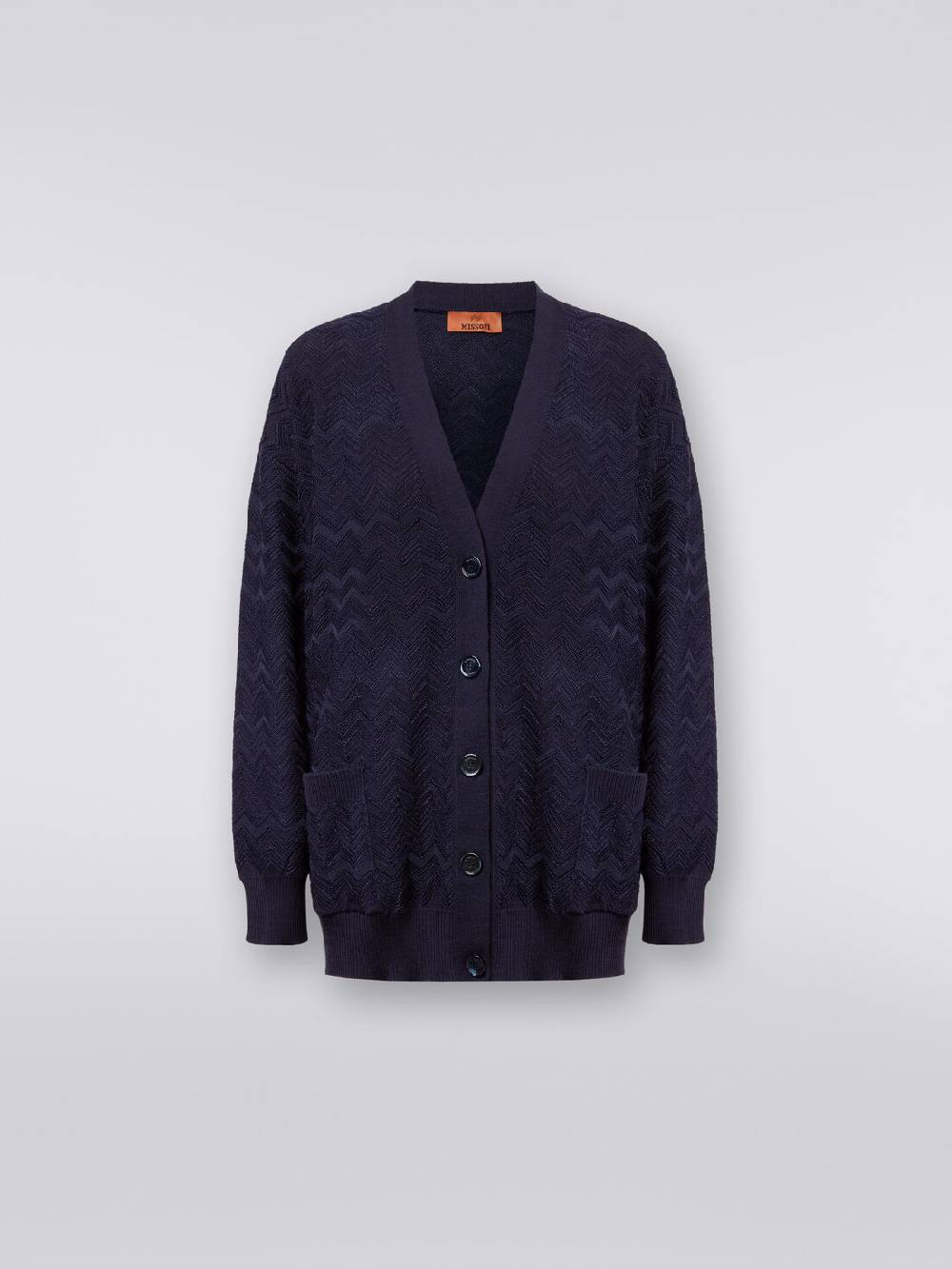 M Missoni Cardigan oversize in maglia di viscosa e lana chevron Lightning offer