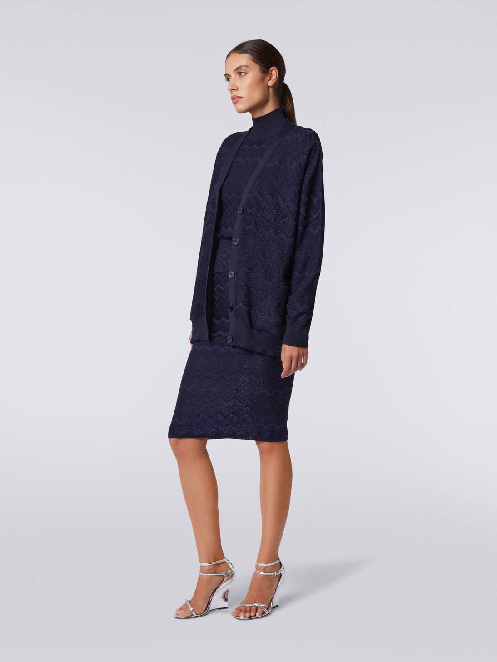 M Missoni Cardigan oversize in maglia di viscosa e lana chevron Lightning offer