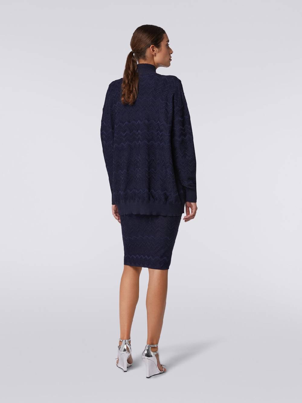M Missoni Cardigan oversize in maglia di viscosa e lana chevron Lightning offer