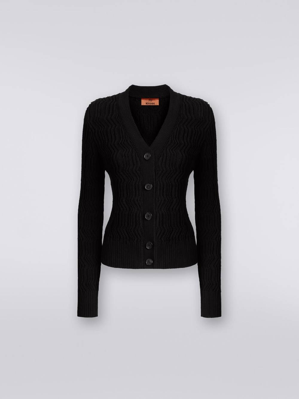 M Missoni Cardigan in cotone con nervature verticali a rilievo Grandi sconti
