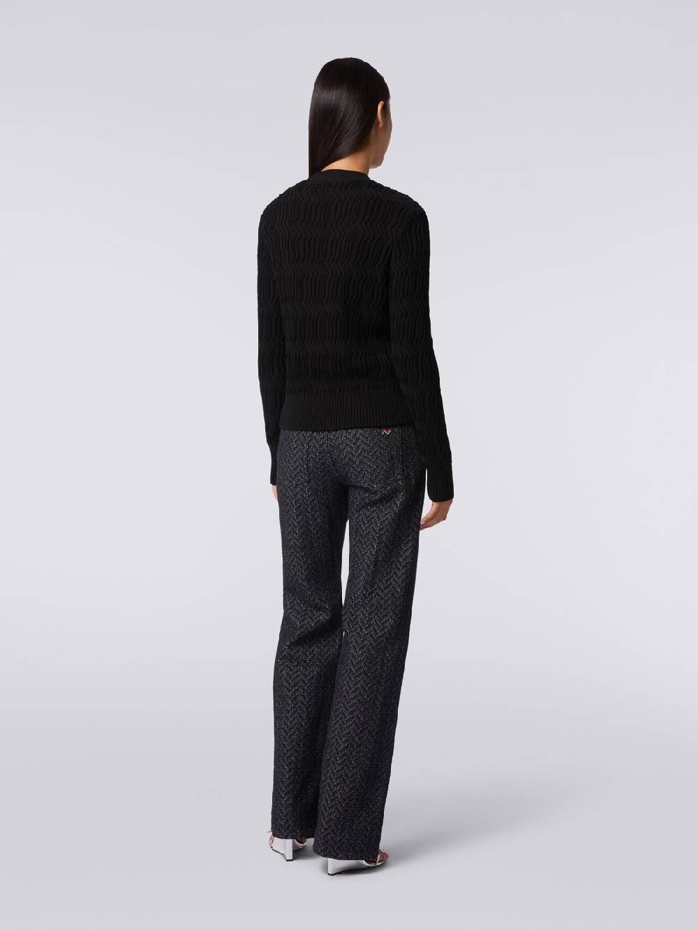 M Missoni Cardigan in cotone con nervature verticali a rilievo Grandi sconti