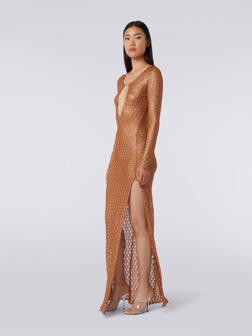 M Missoni Abito lungo effetto pizzo con scollatura a V e applicazioni Bestseller