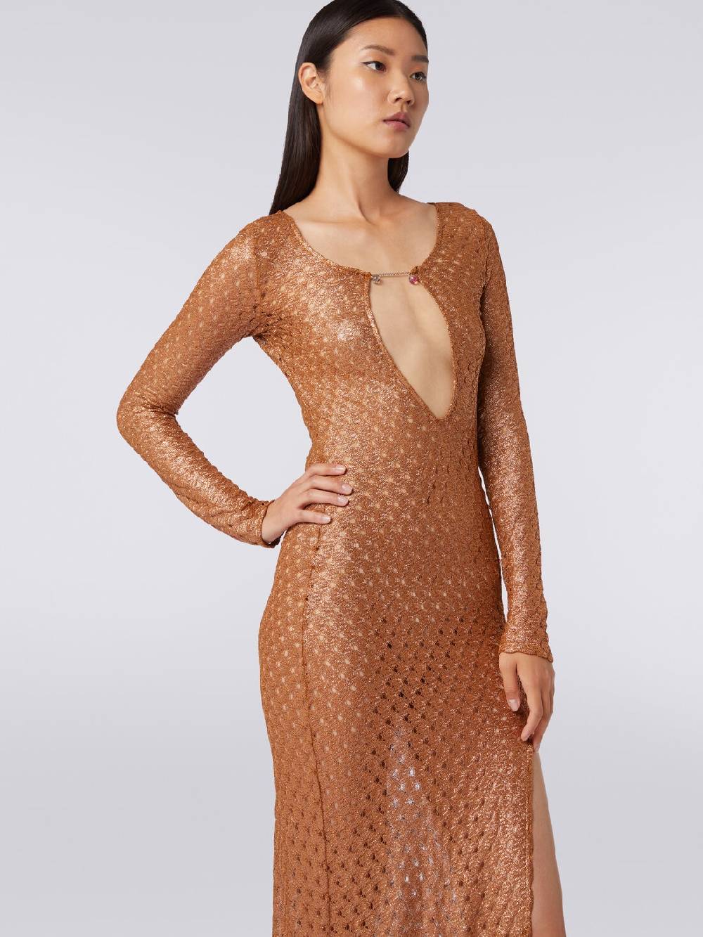 M Missoni Abito lungo effetto pizzo con scollatura a V e applicazioni Bestseller