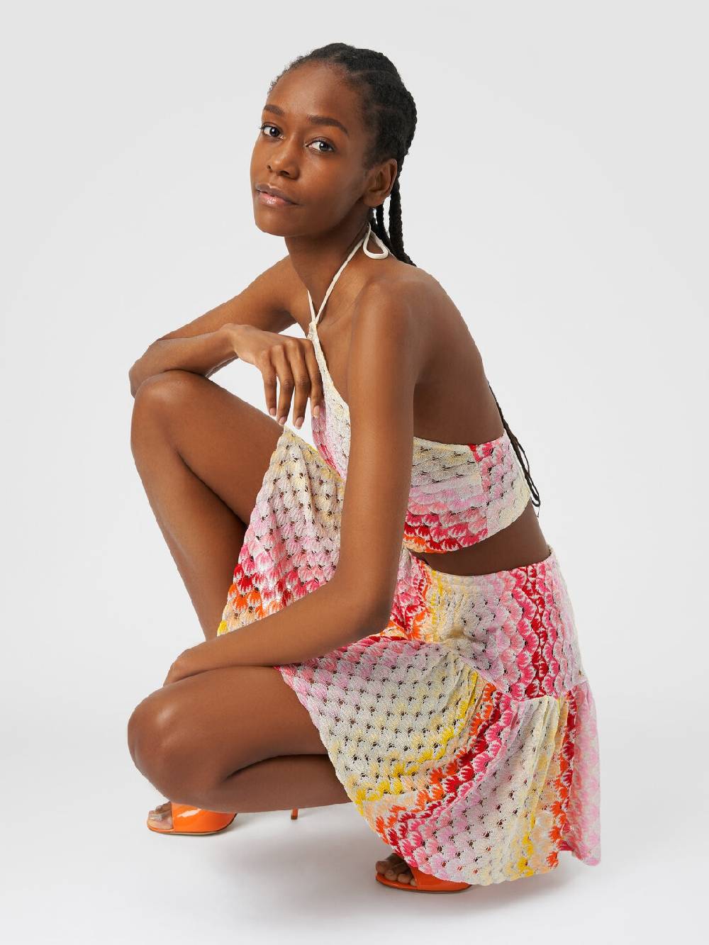M Missoni Minigonna a balze effetto pizzo dégradé Offerte speciali
