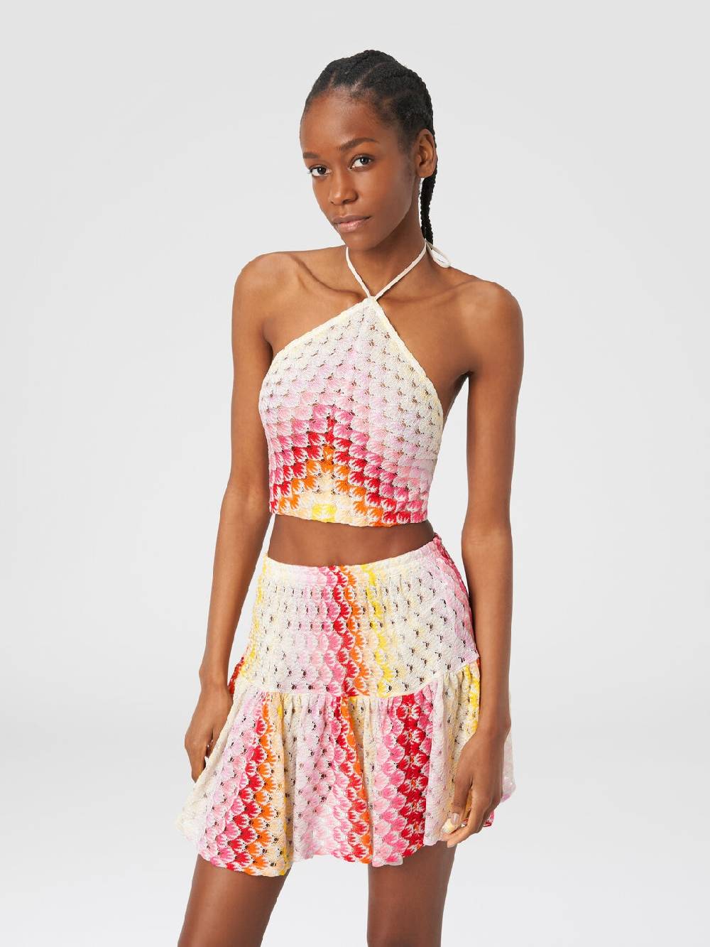 M Missoni Top con scollatura all'americana effetto pizzo dégradé Sconti VIP