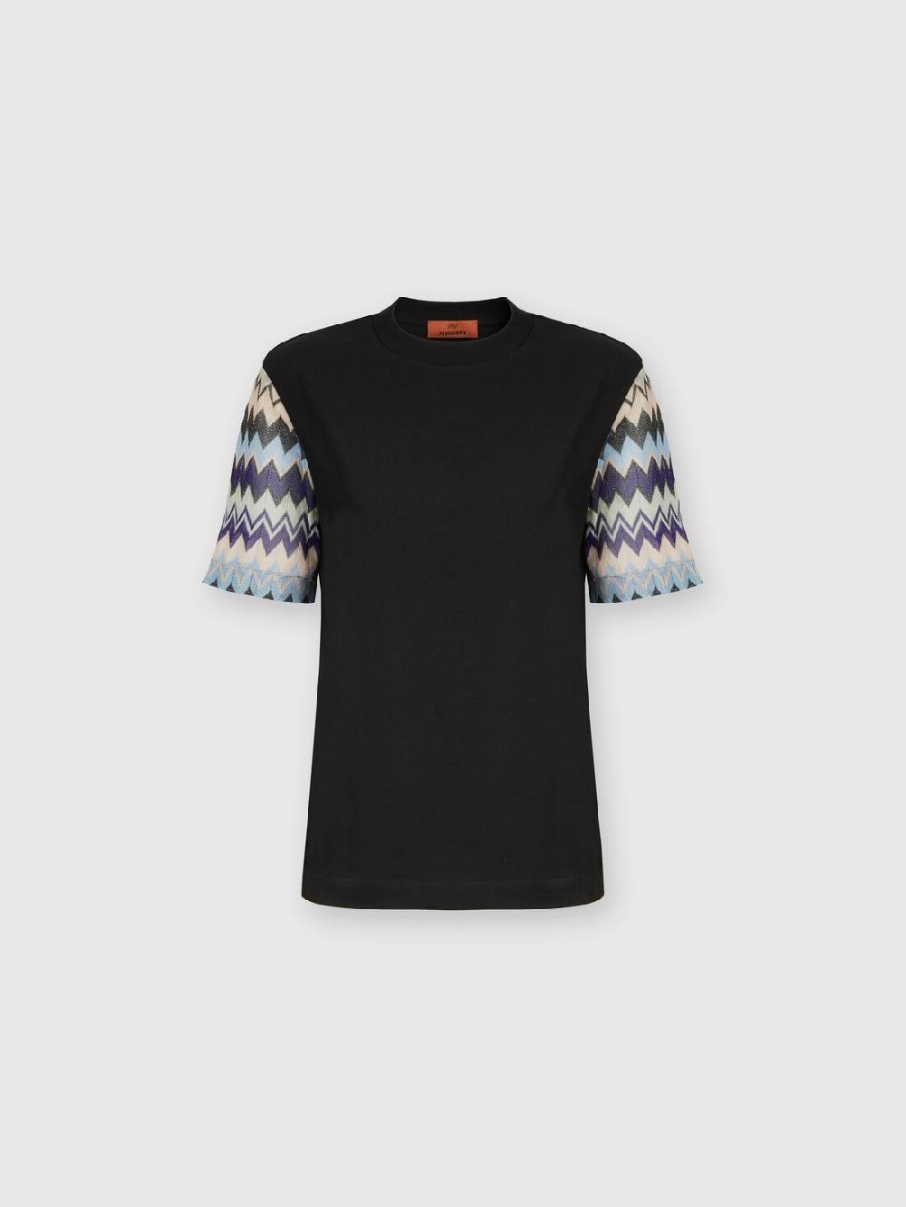 M Missoni T-shirt in jersey di cotone con maniche in maglia zig zag Ritorno libero