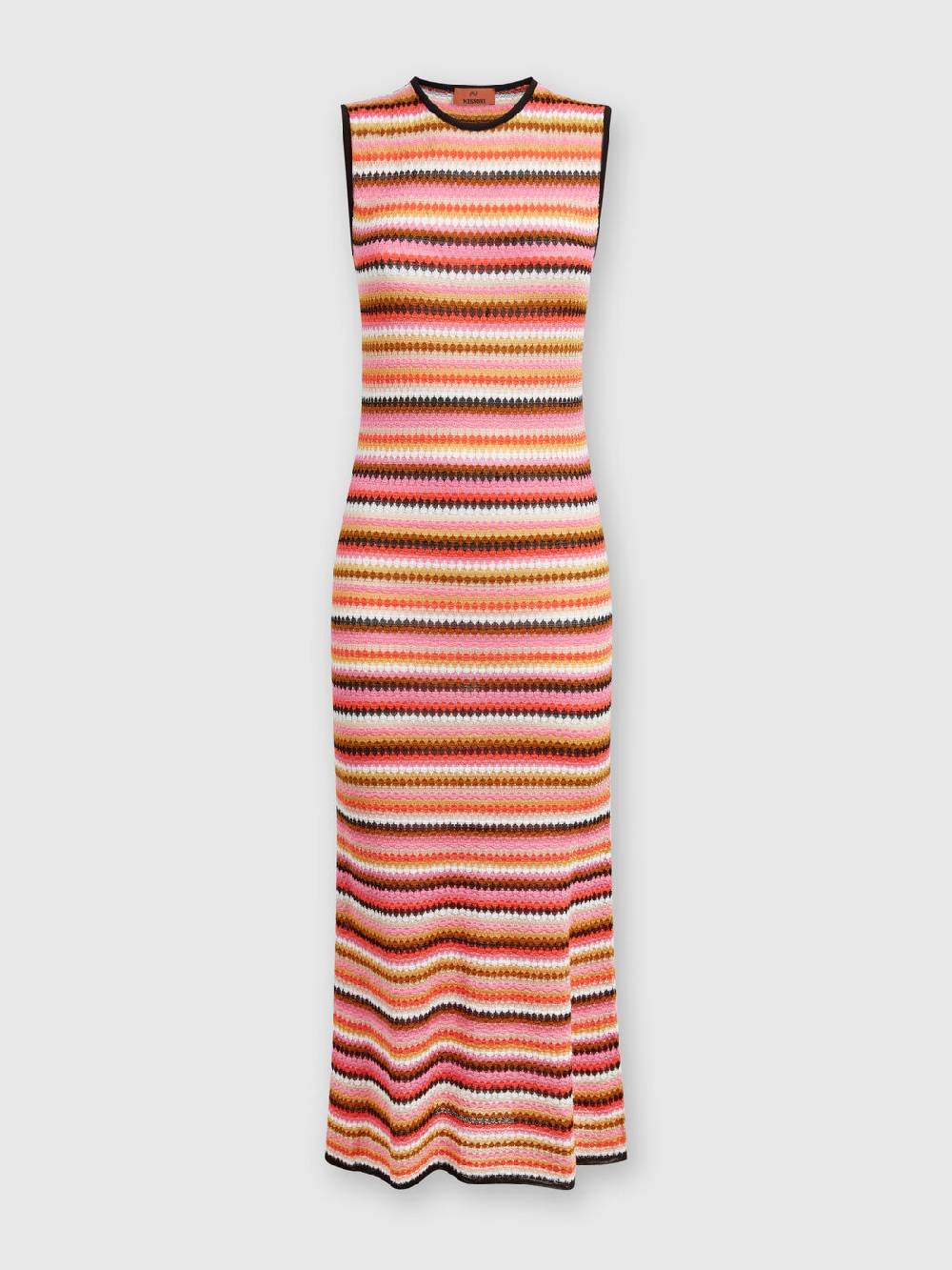 M Missoni Abito midi senza maniche in lana e viscosa a righe Rilascio limitato