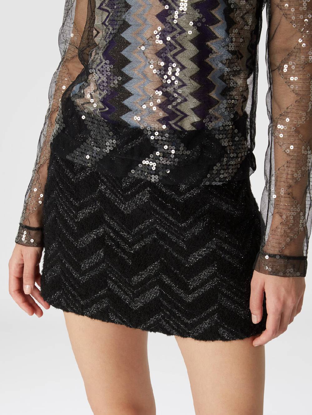 M Missoni Minigonna bouclé con motivo chevron lamé Promozione temporanea