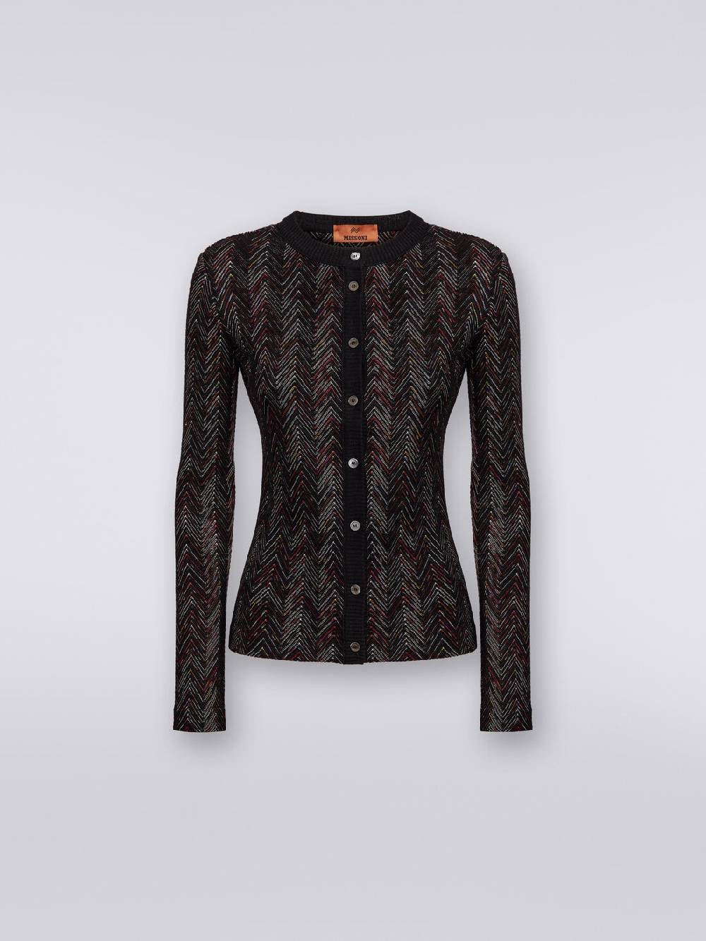M Missoni Cardigan corto in maglia di lana e viscosa con zig zag in rilievo Fino al 50% di sconto