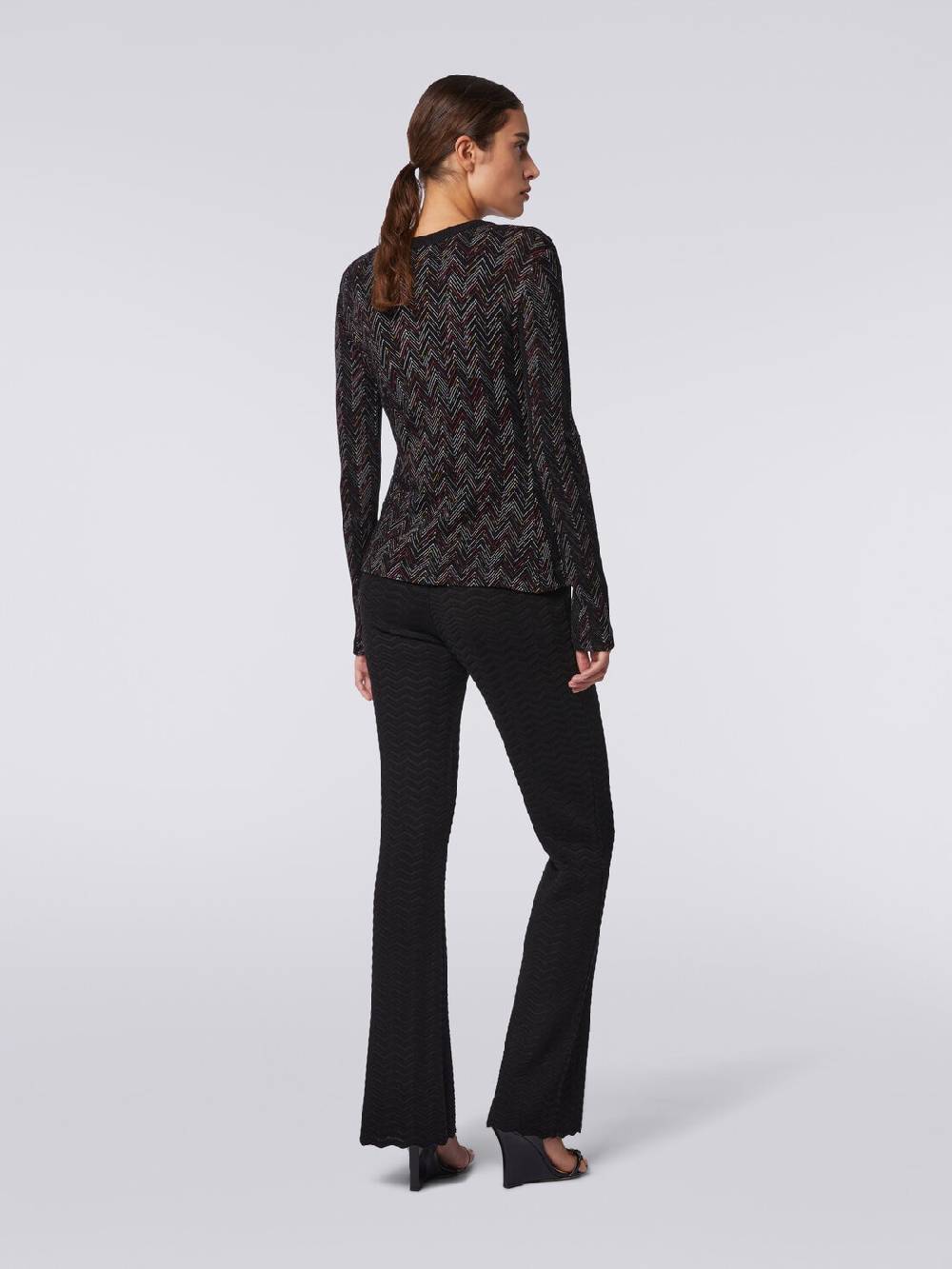 M Missoni Cardigan corto in maglia di lana e viscosa con zig zag in rilievo Fino al 50% di sconto