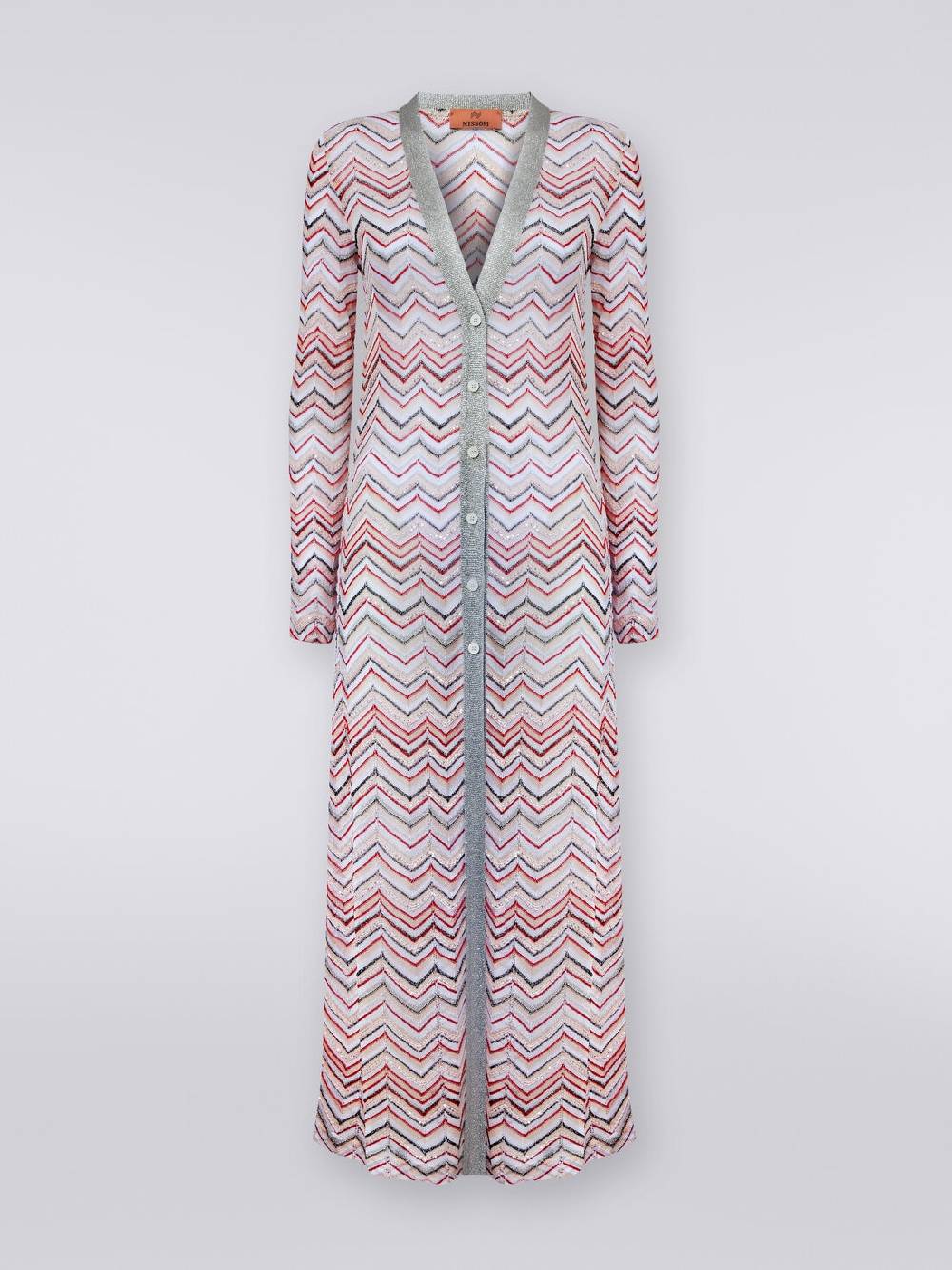 M Missoni Cardigan lungo in maglia zig zag con lurex e paillettes Offerta speciale della fabbrica